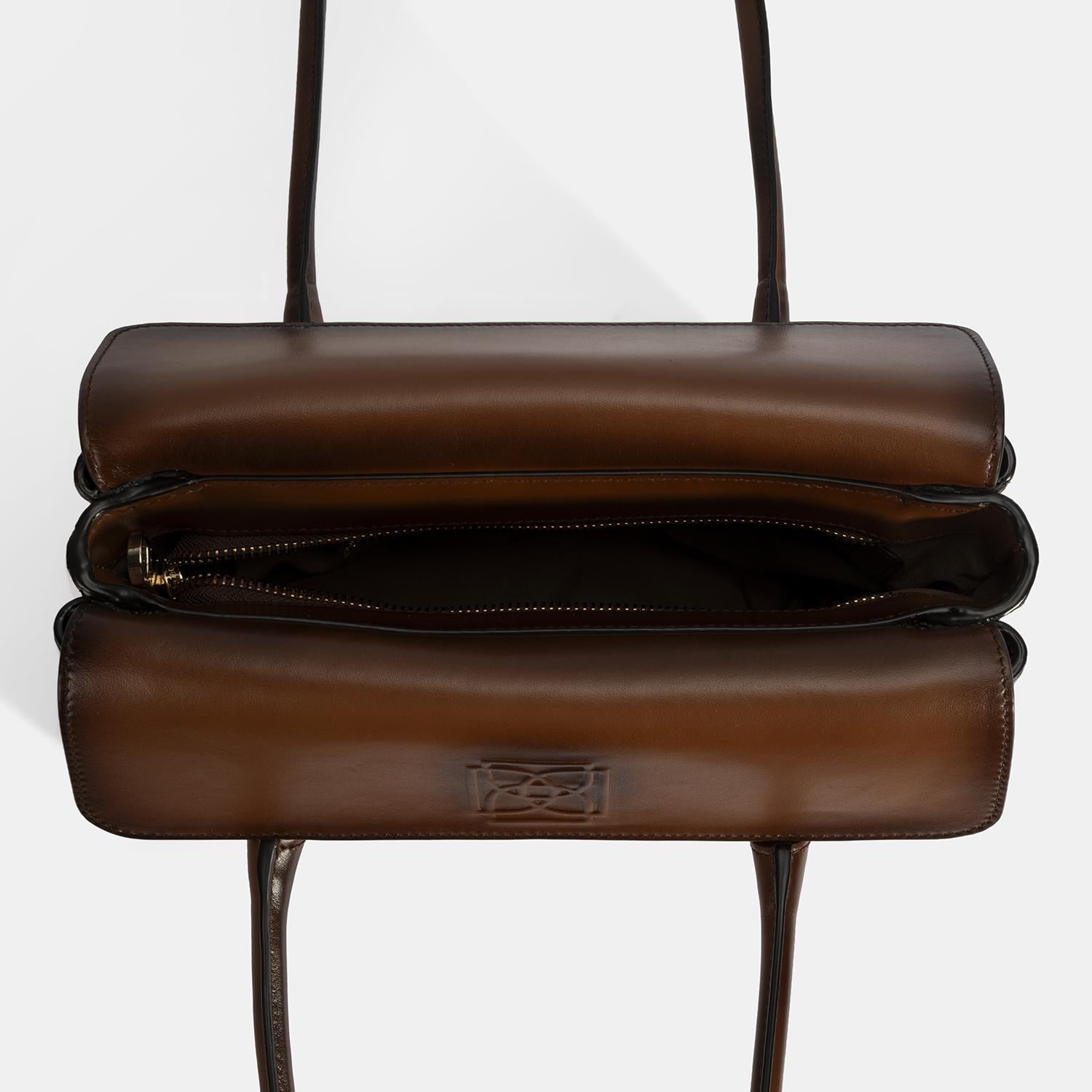 Kadın Taba Monogram Baskılı Deri Omuz Çantası