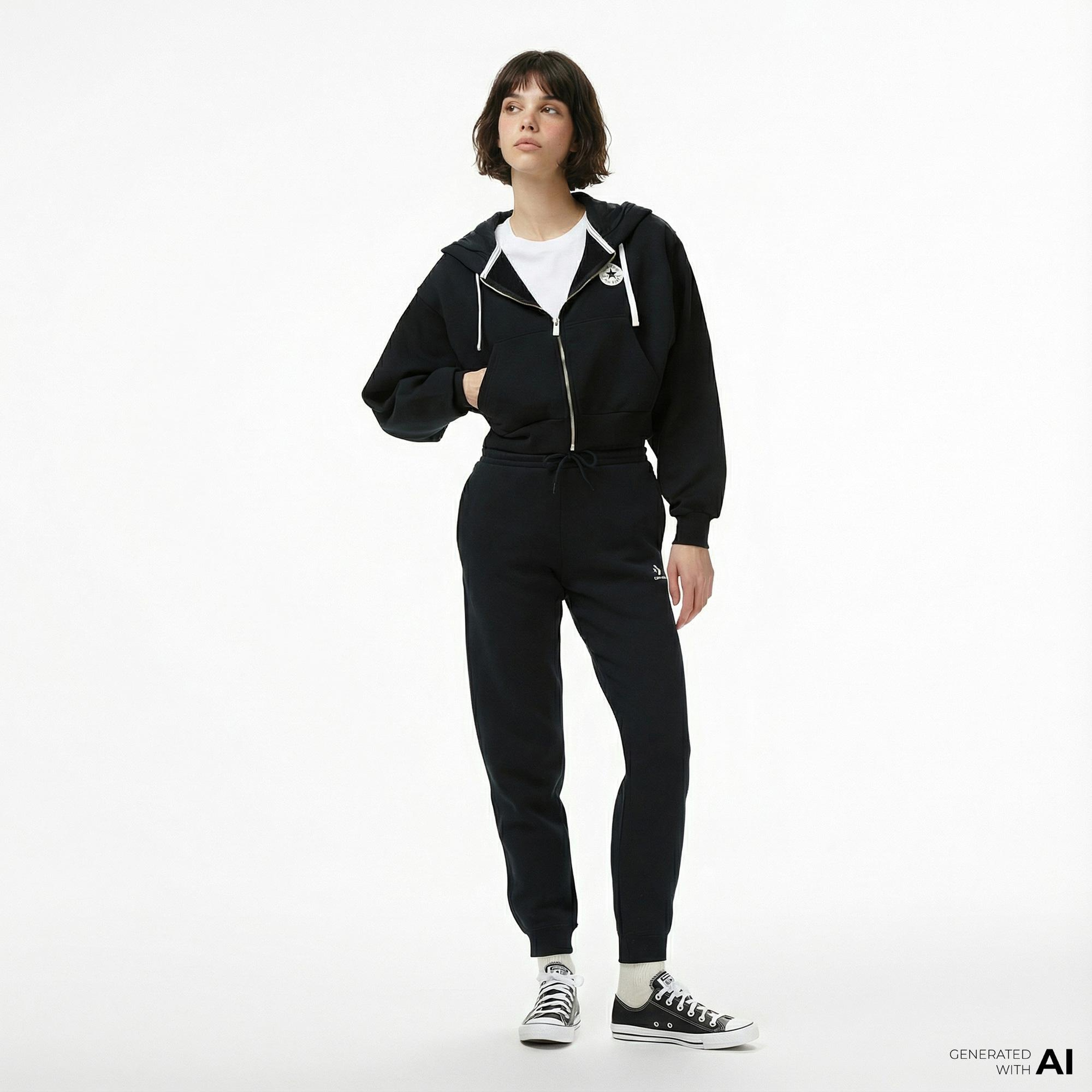 Converse Kadın Siyah Hoodie