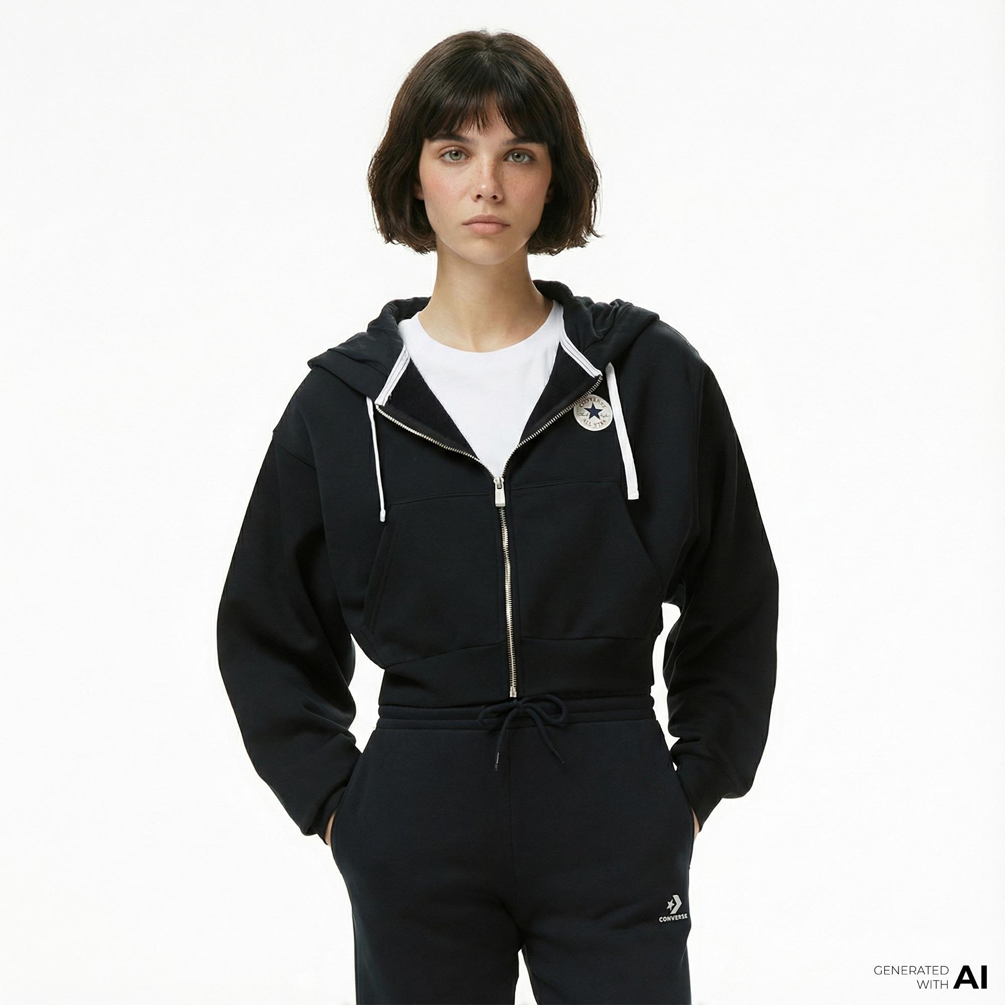 Converse Kadın Siyah Hoodie