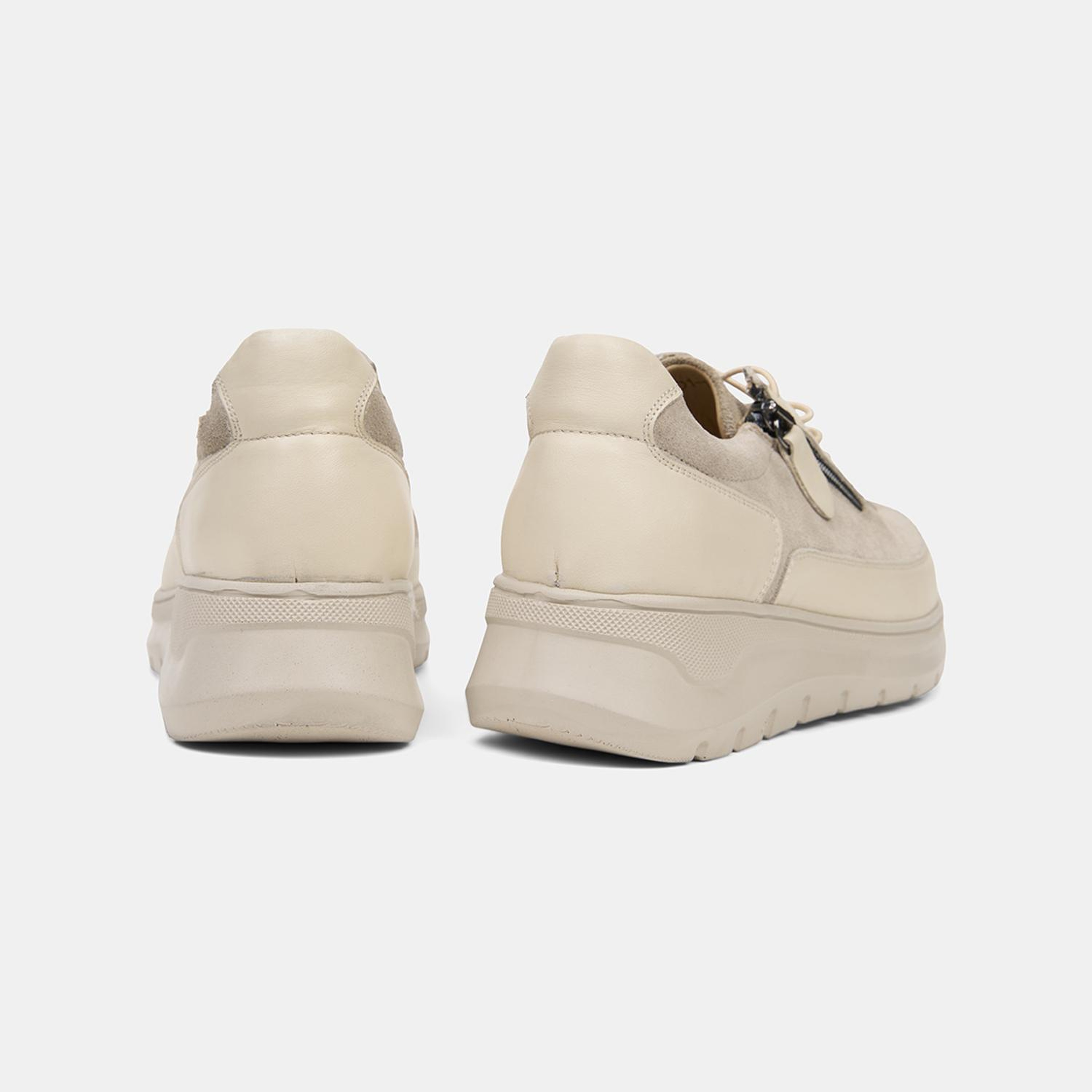 Kadın Bej DesaComfort Fermuarlı Deri Spor Ayakkabı