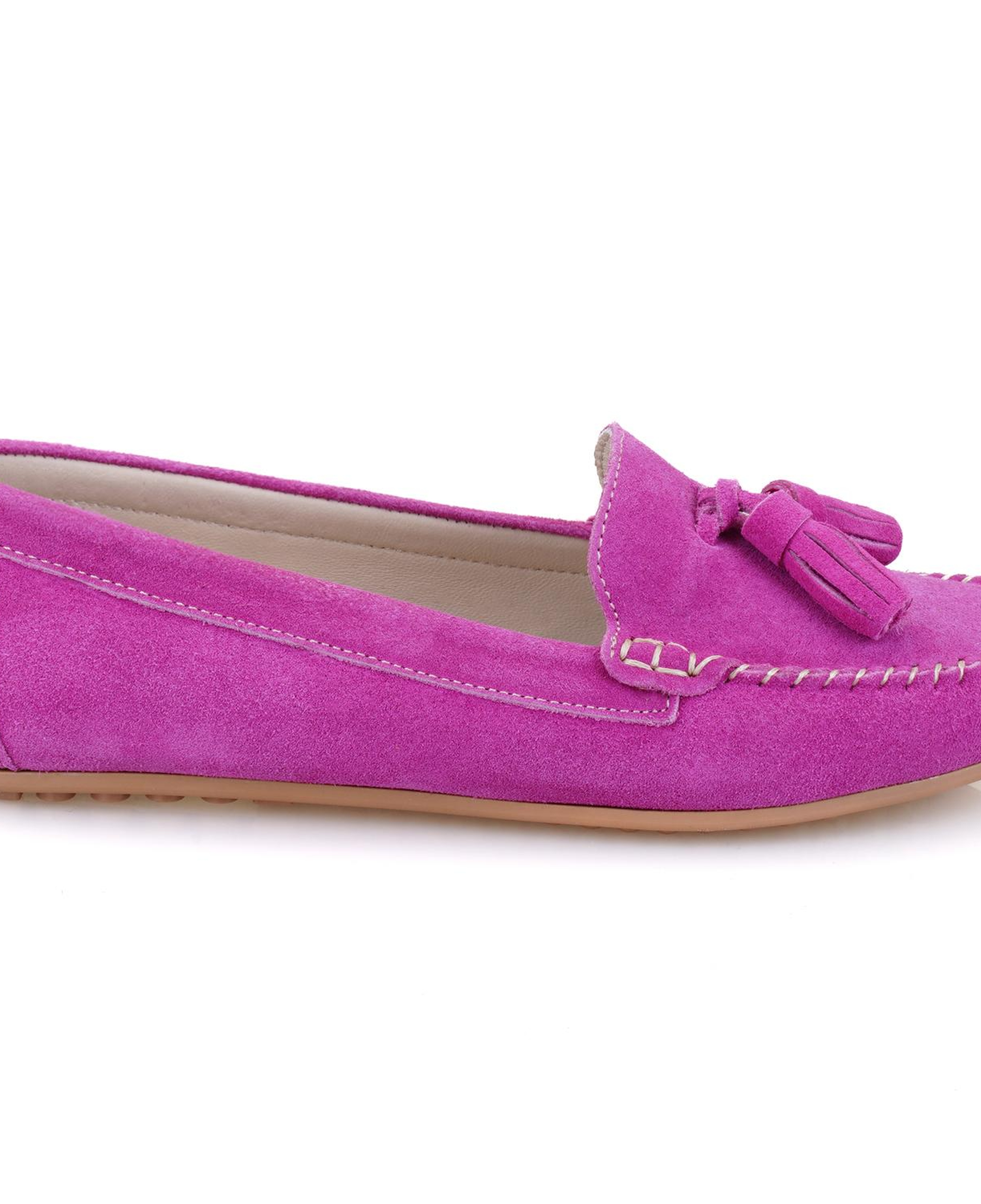 Kadın Fuşya Süet Deri Loafer