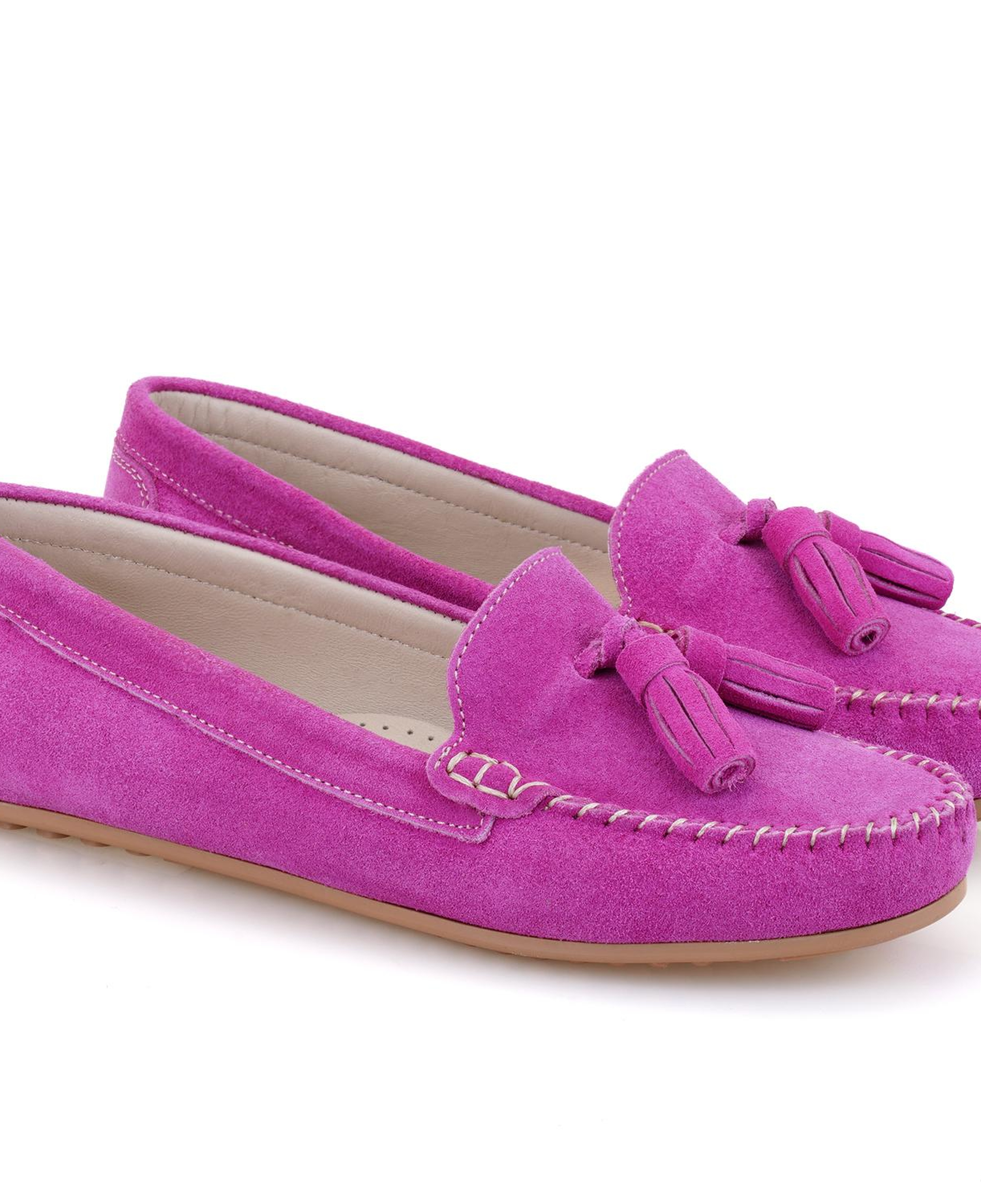 Kadın Fuşya Süet Deri Loafer