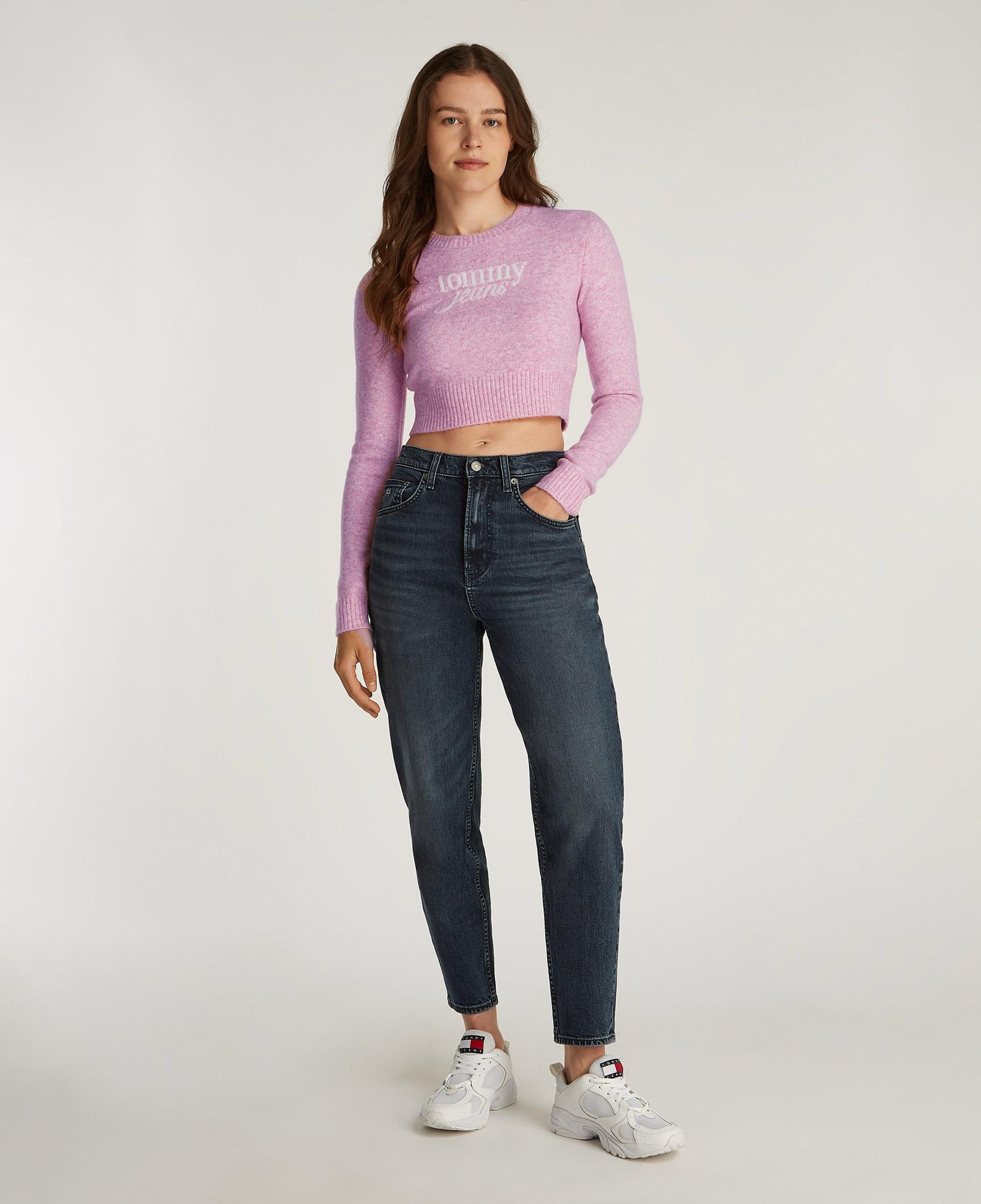 Tommy Jeans Crp Script Ext Kadın Pembe Kazak