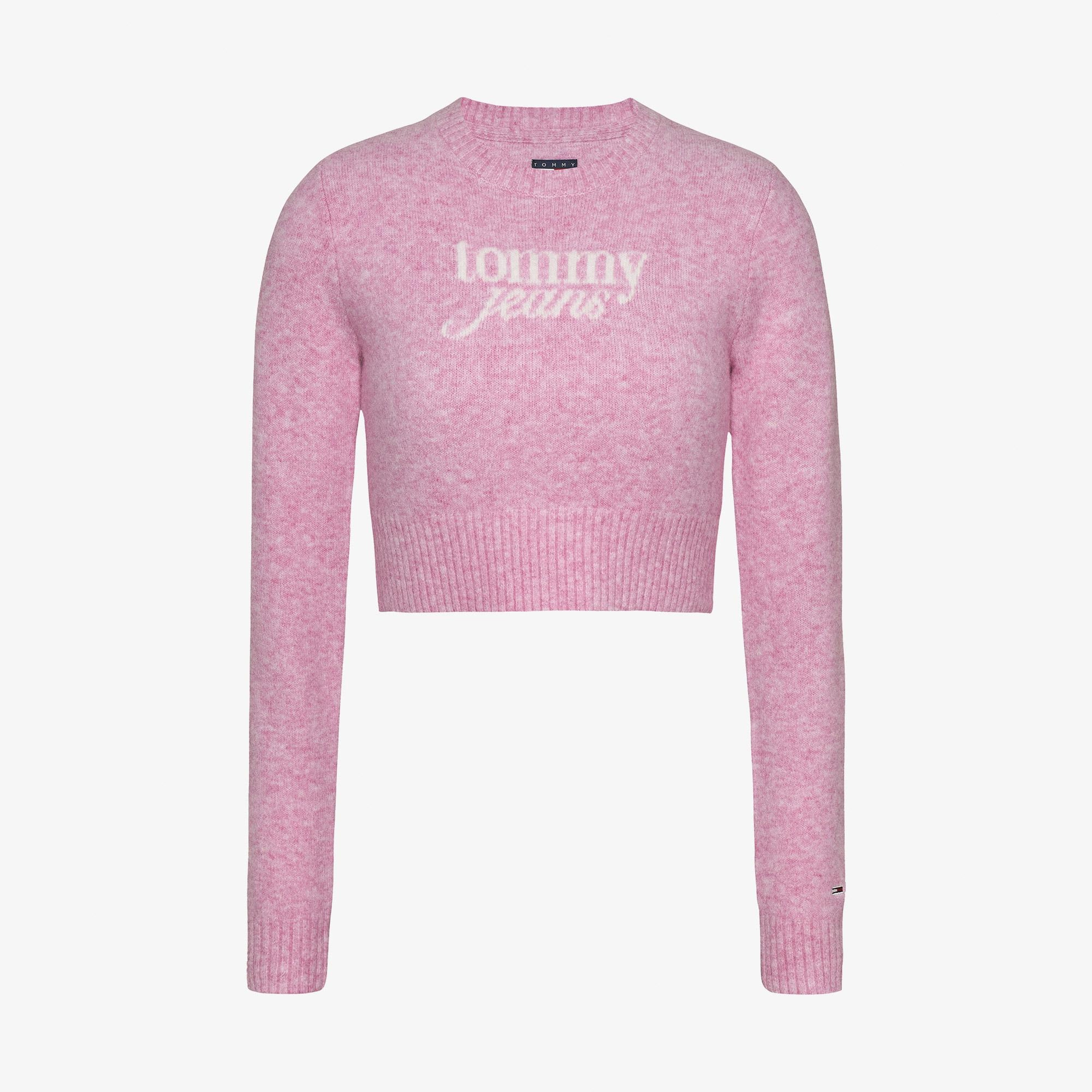 Tommy Jeans Crp Script Ext Kadın Pembe Kazak