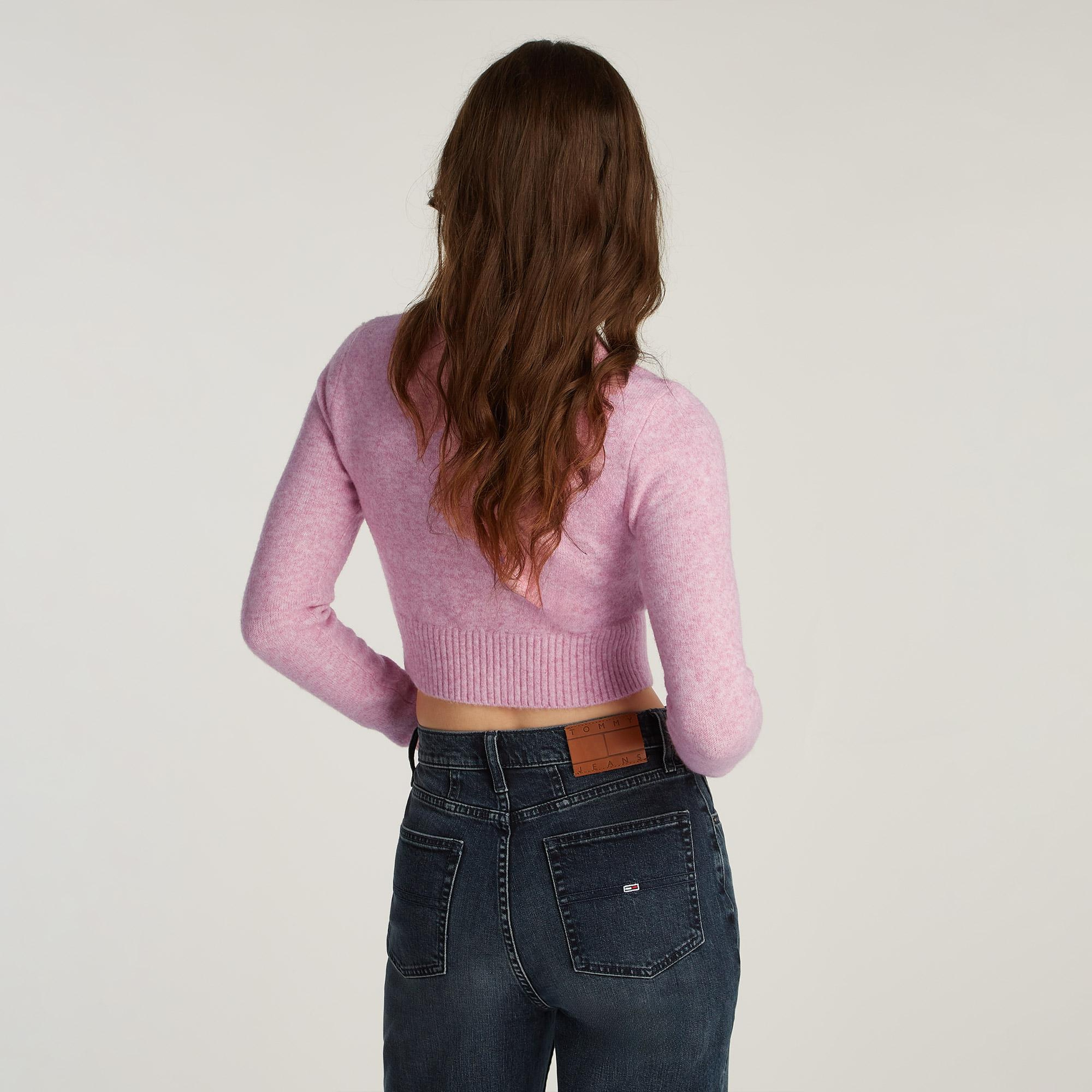 Tommy Jeans Crp Script Ext Kadın Pembe Kazak