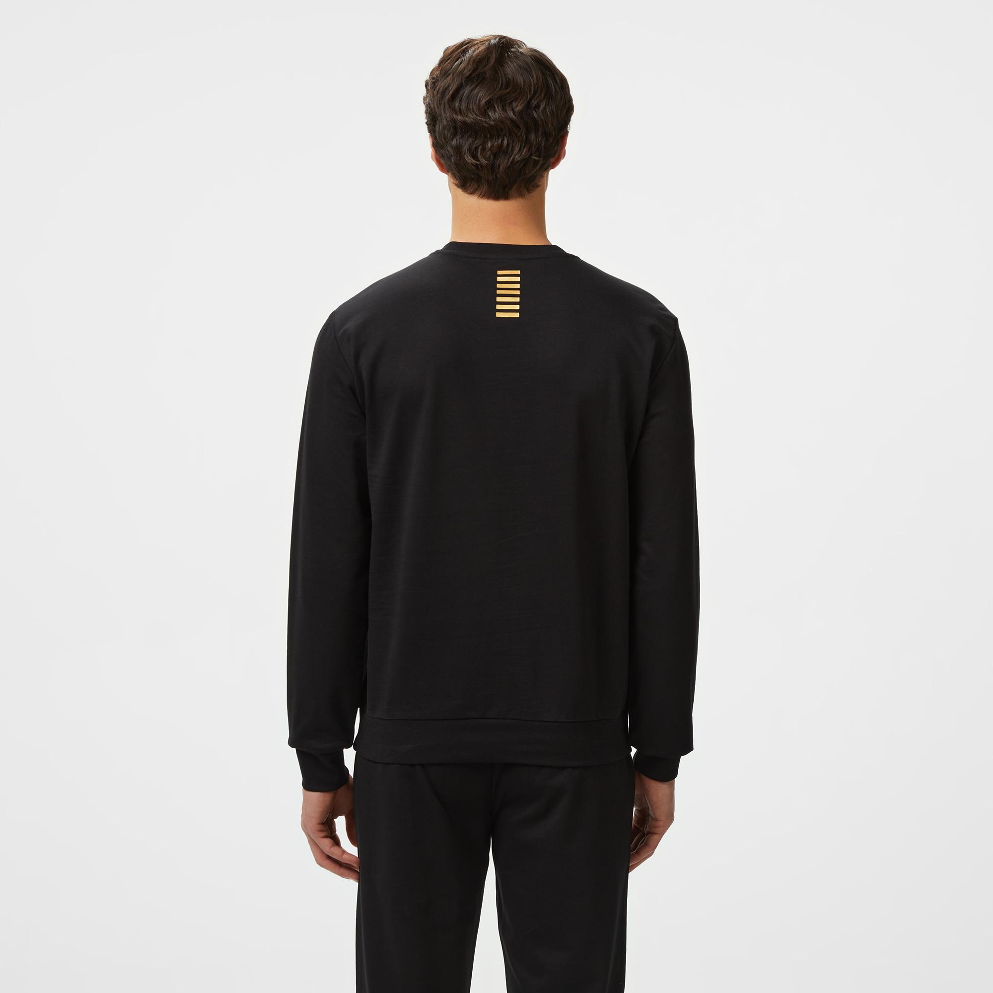 EA7 Erkek Siyah Bisiklet Yaka Sweatshirt