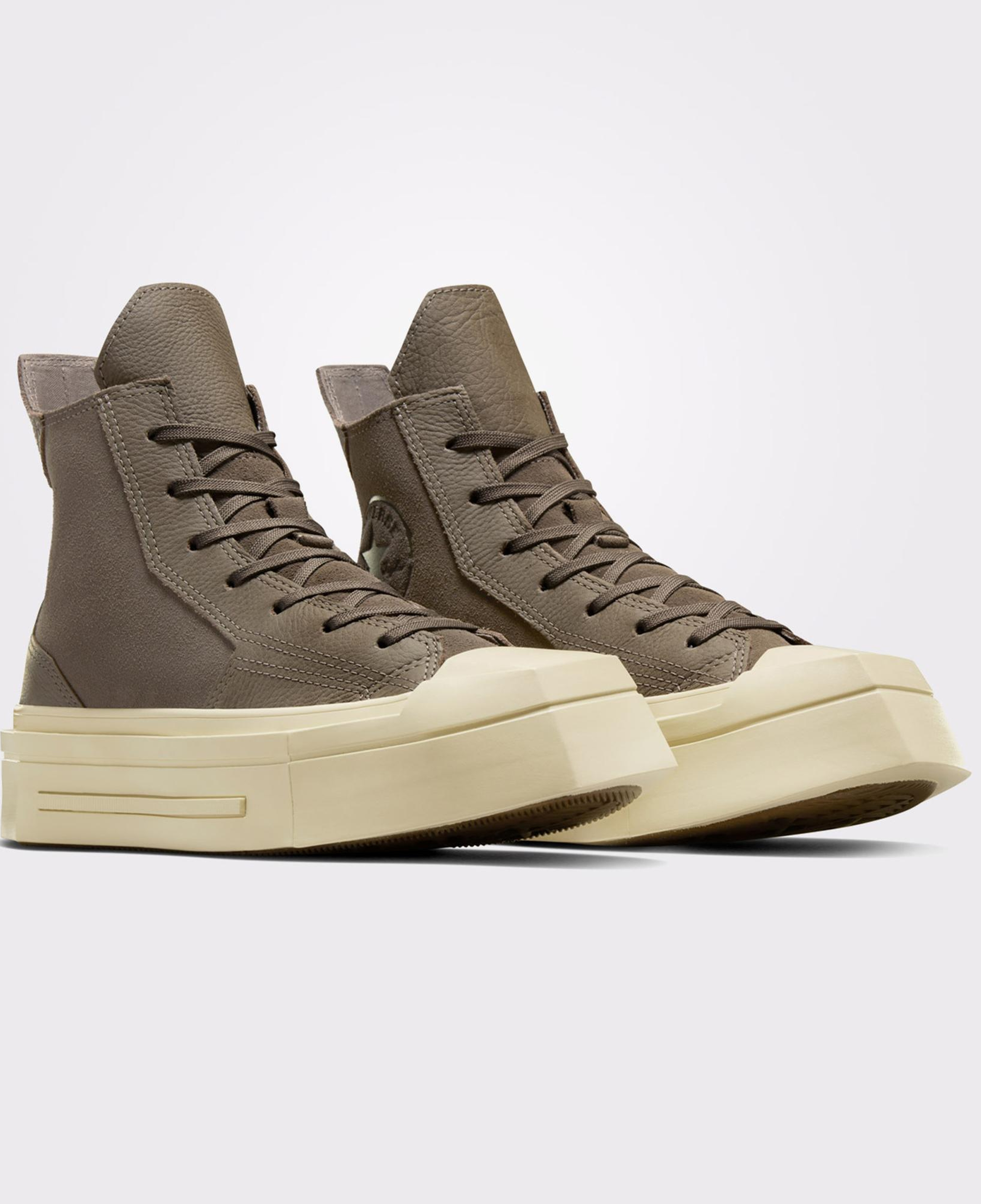 Converse Chuck 70 De Luxe Squared Unisex Haki Deri Platform Sneaker