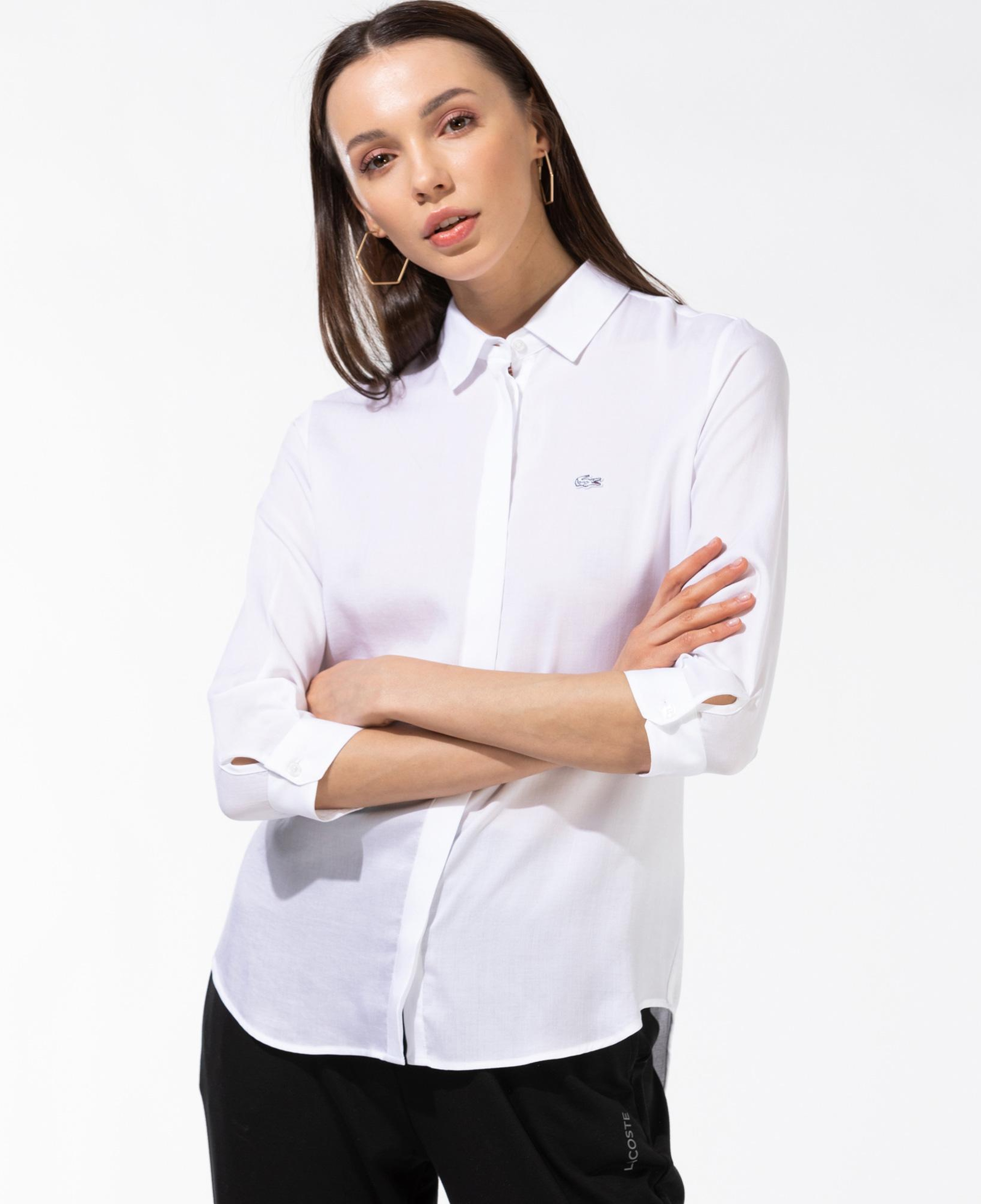 Lacoste Kadın Regular Fit Yarım Kol Beyaz Gömlek