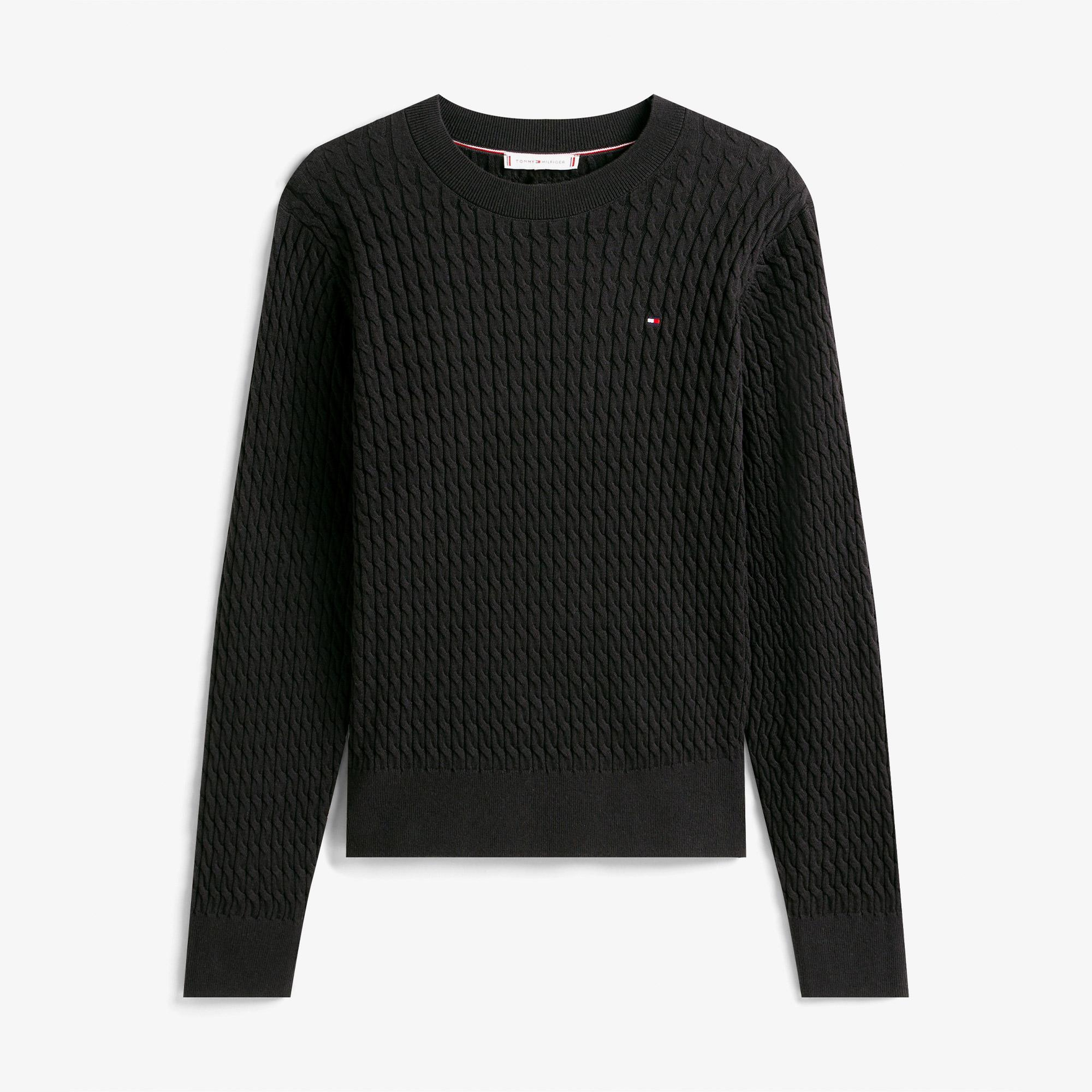 Tommy Hilfiger Cable Kadın Siyah Kazak