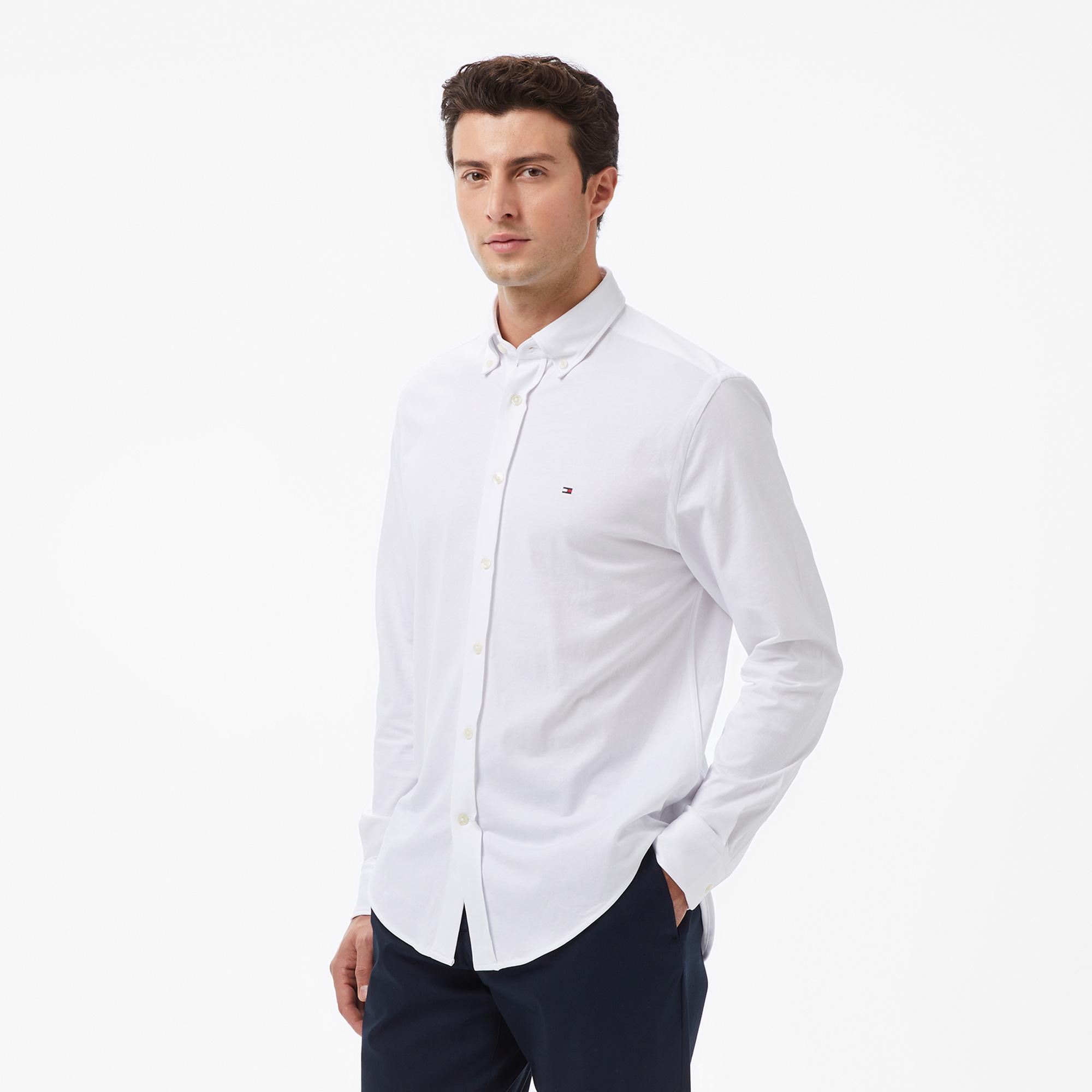 Tommy Hilfiger Performance Knit Solid Erkek Beyaz Gömlek