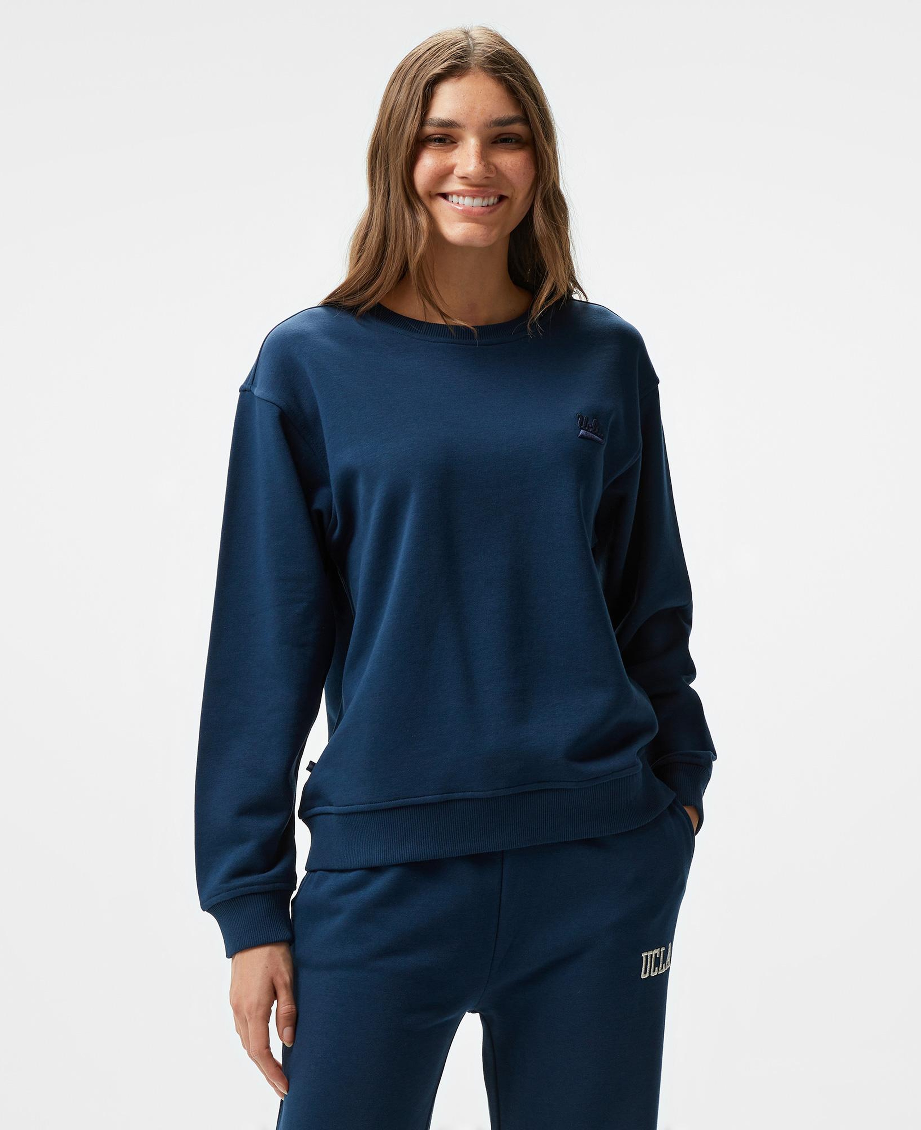Ucla Sunniva Nakışlı Kadın Lacivert Bisiklet Yaka Sweatshirt