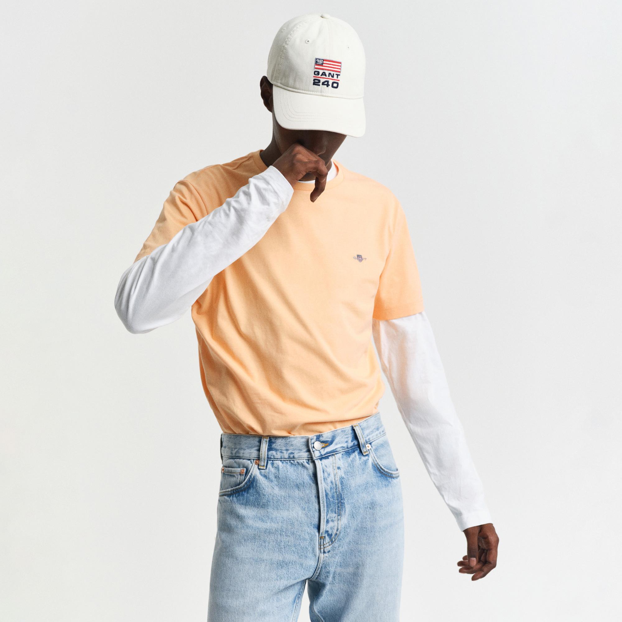 GANT Erkek Turuncu Regular Fit Bisiklet Yaka T-Shirt