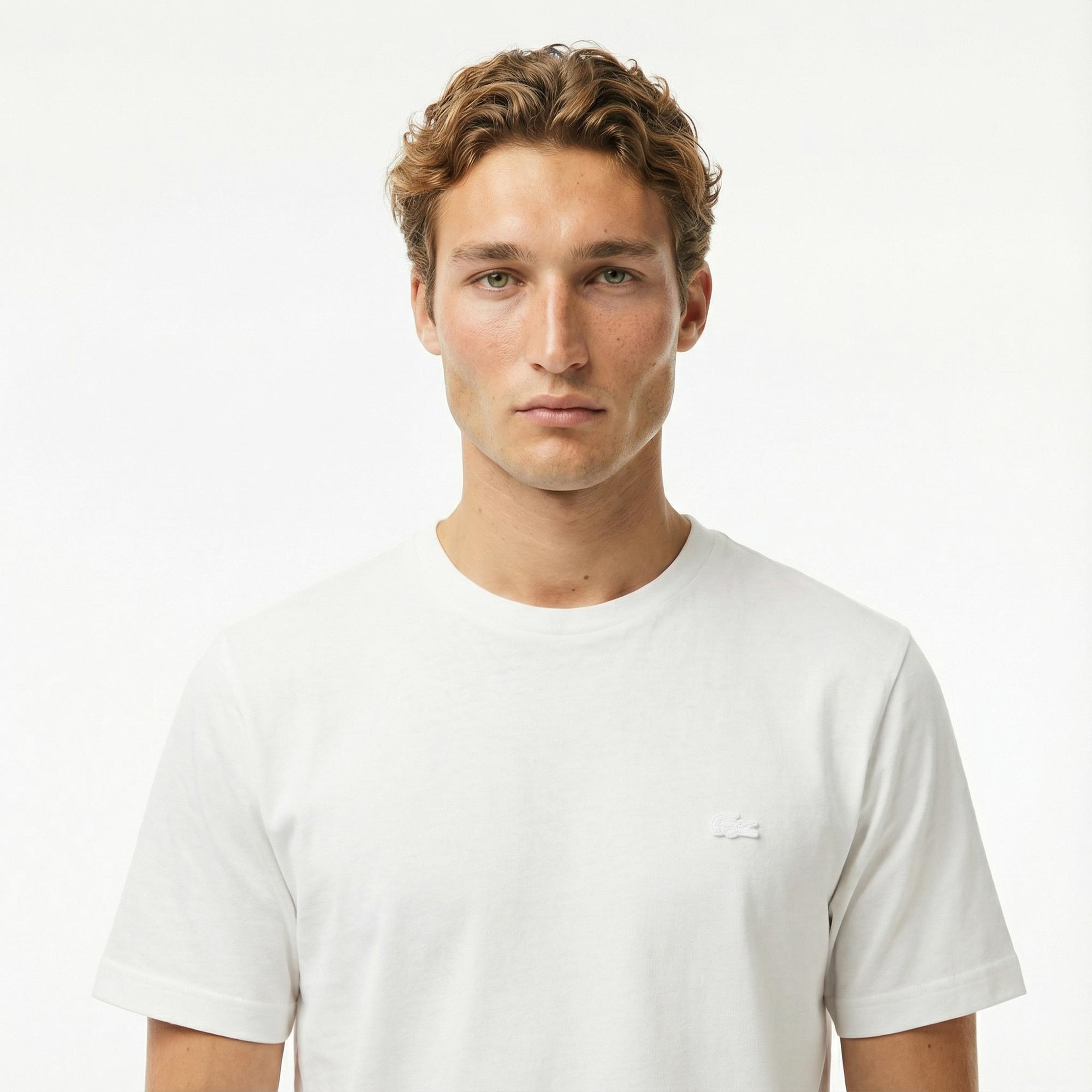 Lacoste Erkek Relaxed Fit Bisiklet Yaka Beyaz T-Shirt