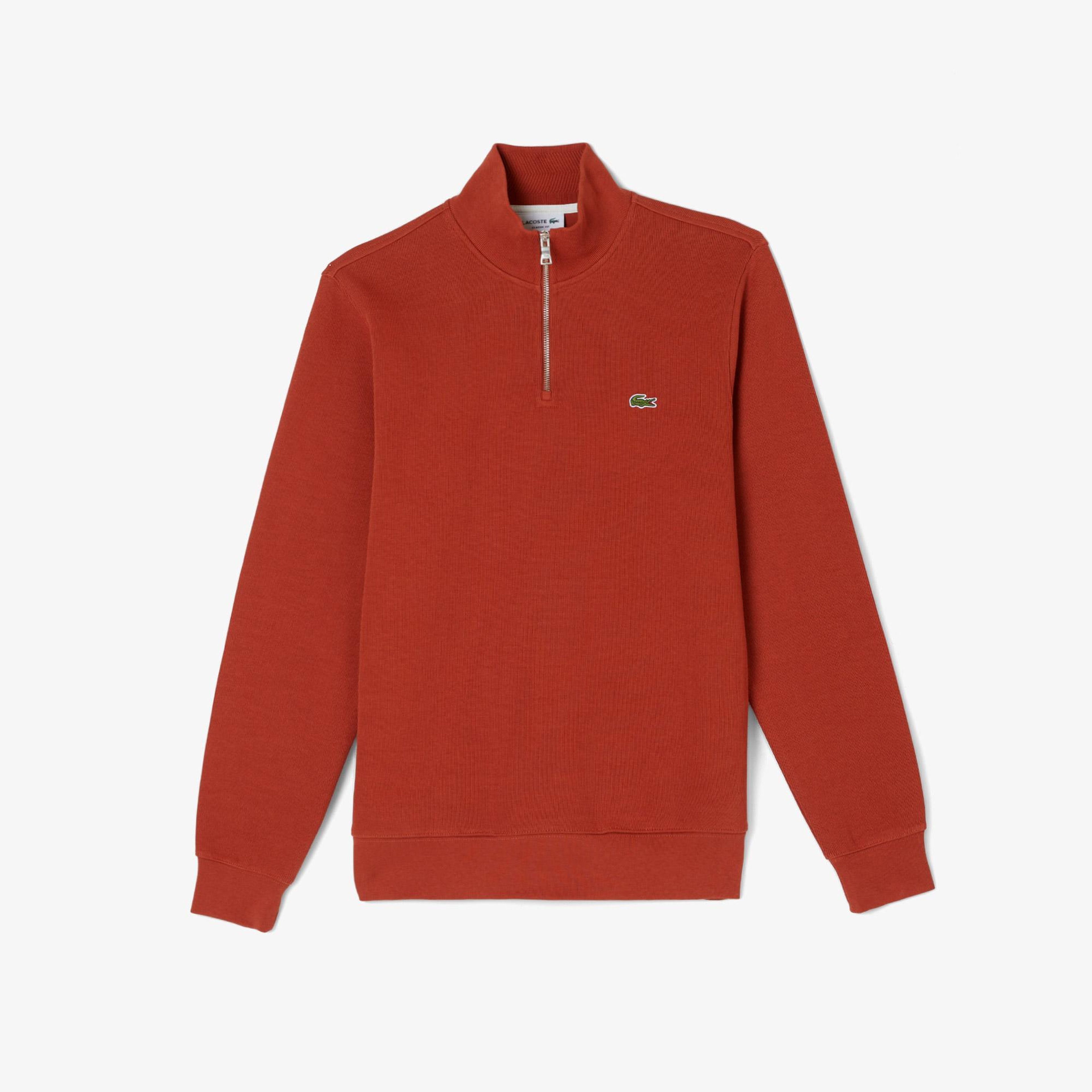 Lacoste Erkek Classic Fit Yarım Fermuarlı Turuncu Sweatshirt