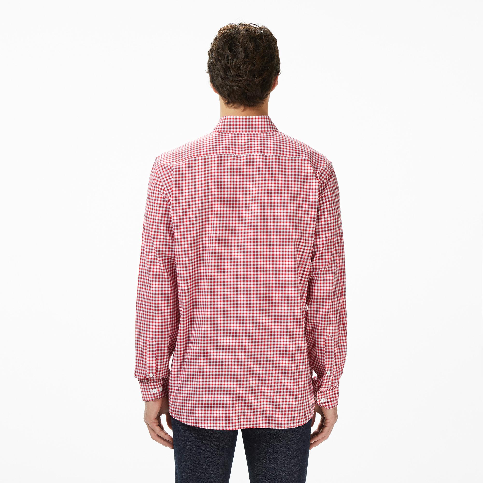 Lacoste Erkek Regular Fit Düğmeli Yaka Kareli Kırmızı Gömlek
