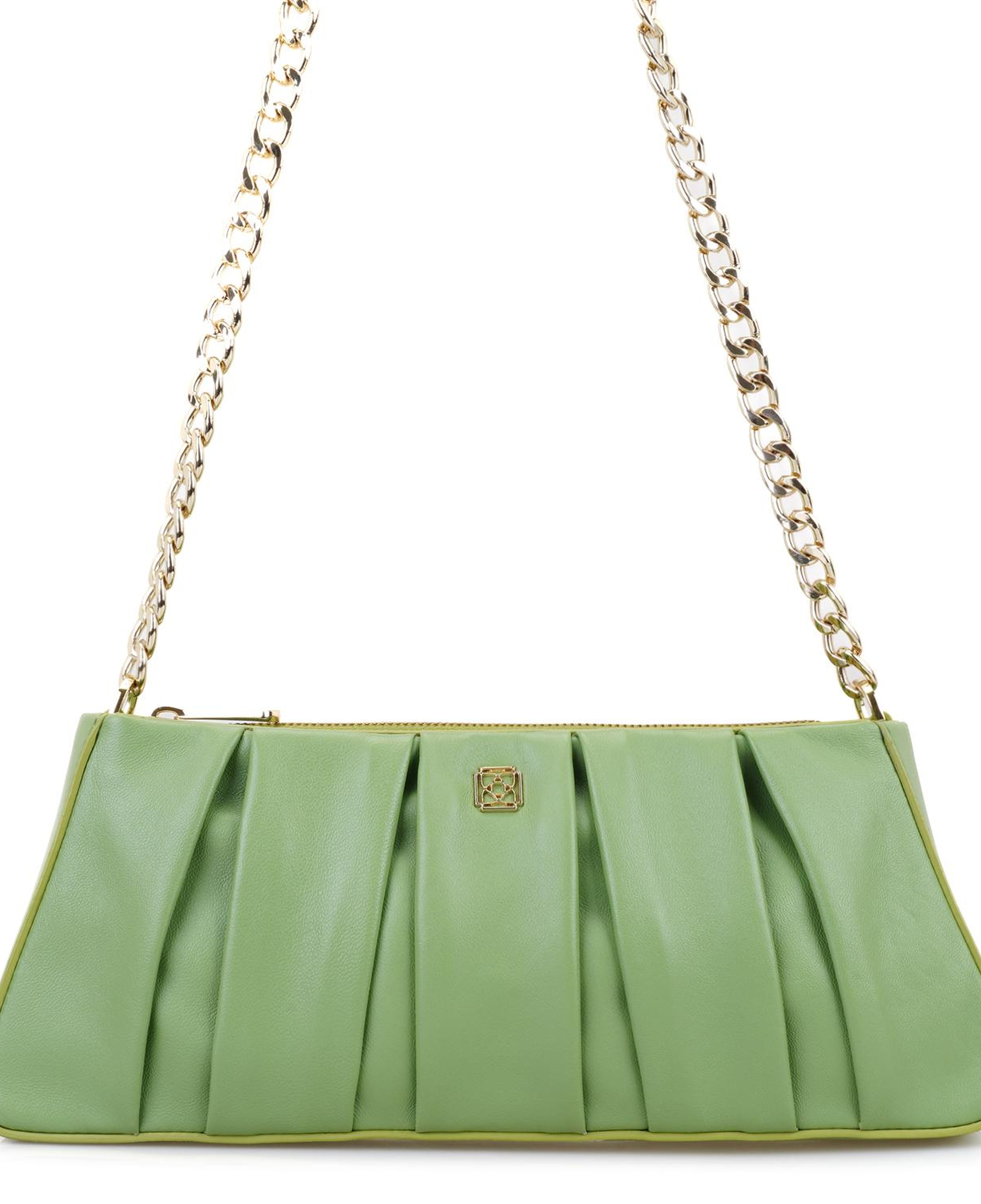 Geranie Yeşil Kadın Zincir Detaylı Deri Omuz Çantası