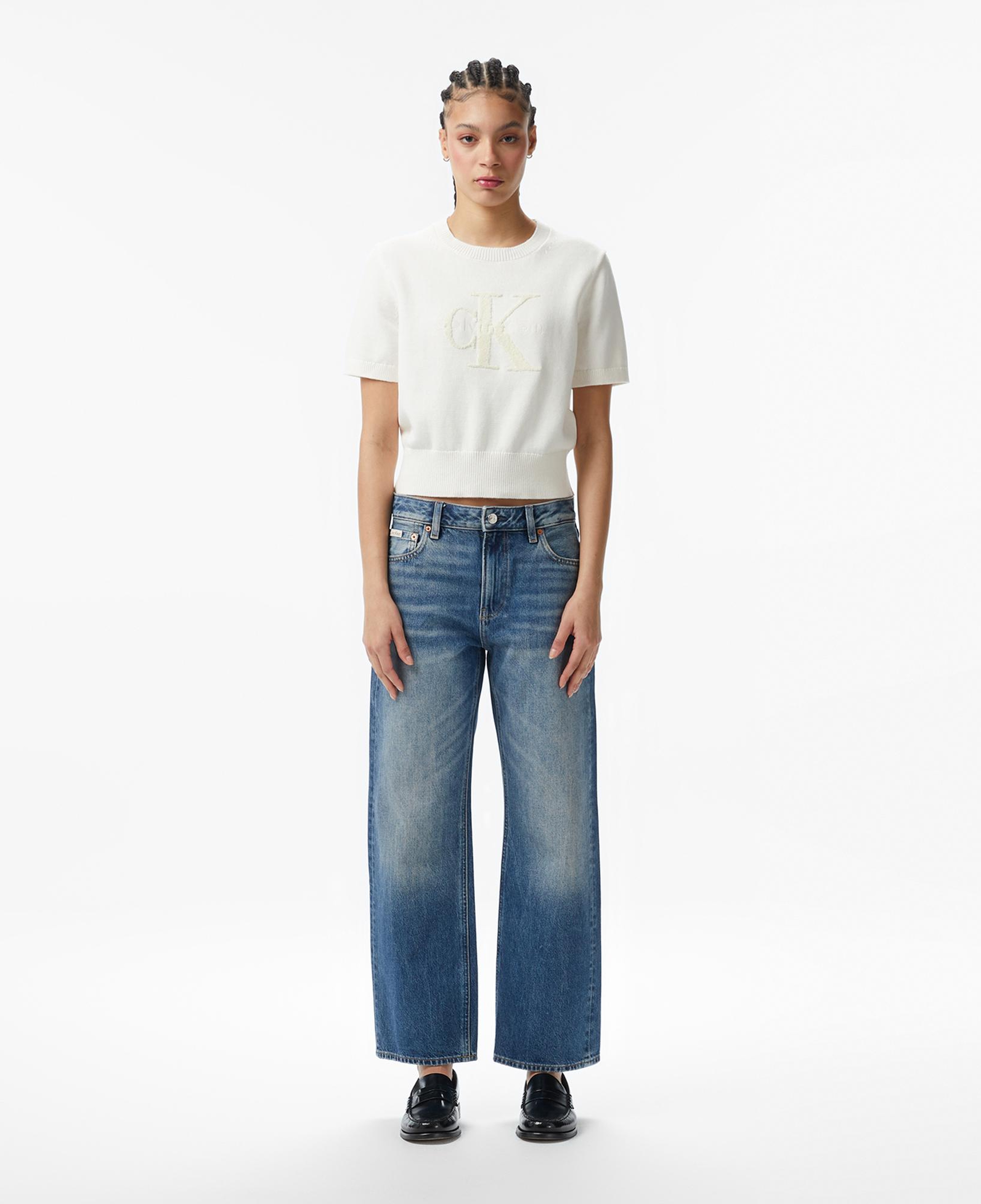 Calvin Klein Chunky Cotton Graphic Vest Kadın Beyaz Triko