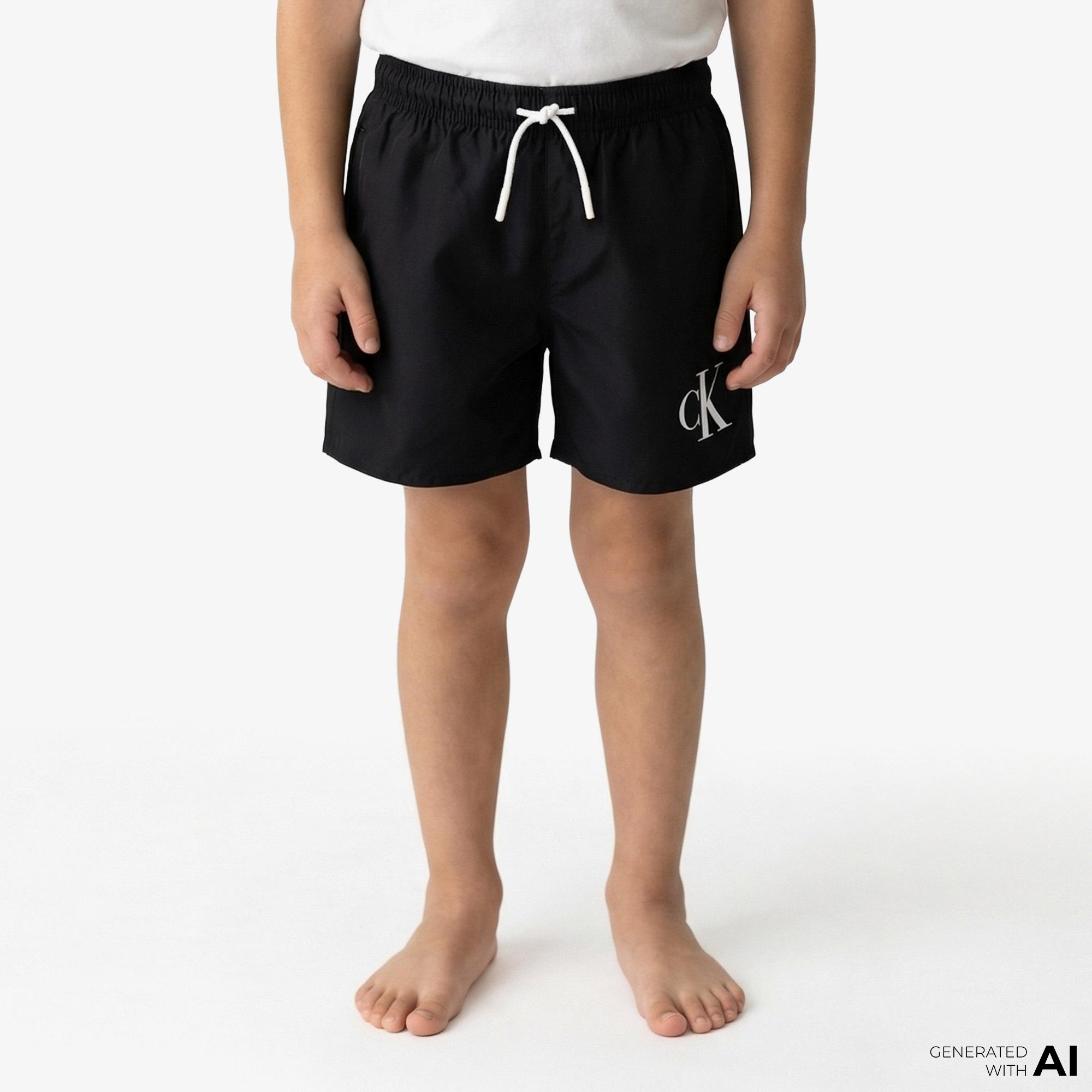 Calvin Klein Medium Drawstring Çocuk Siyah Deniz Şortu