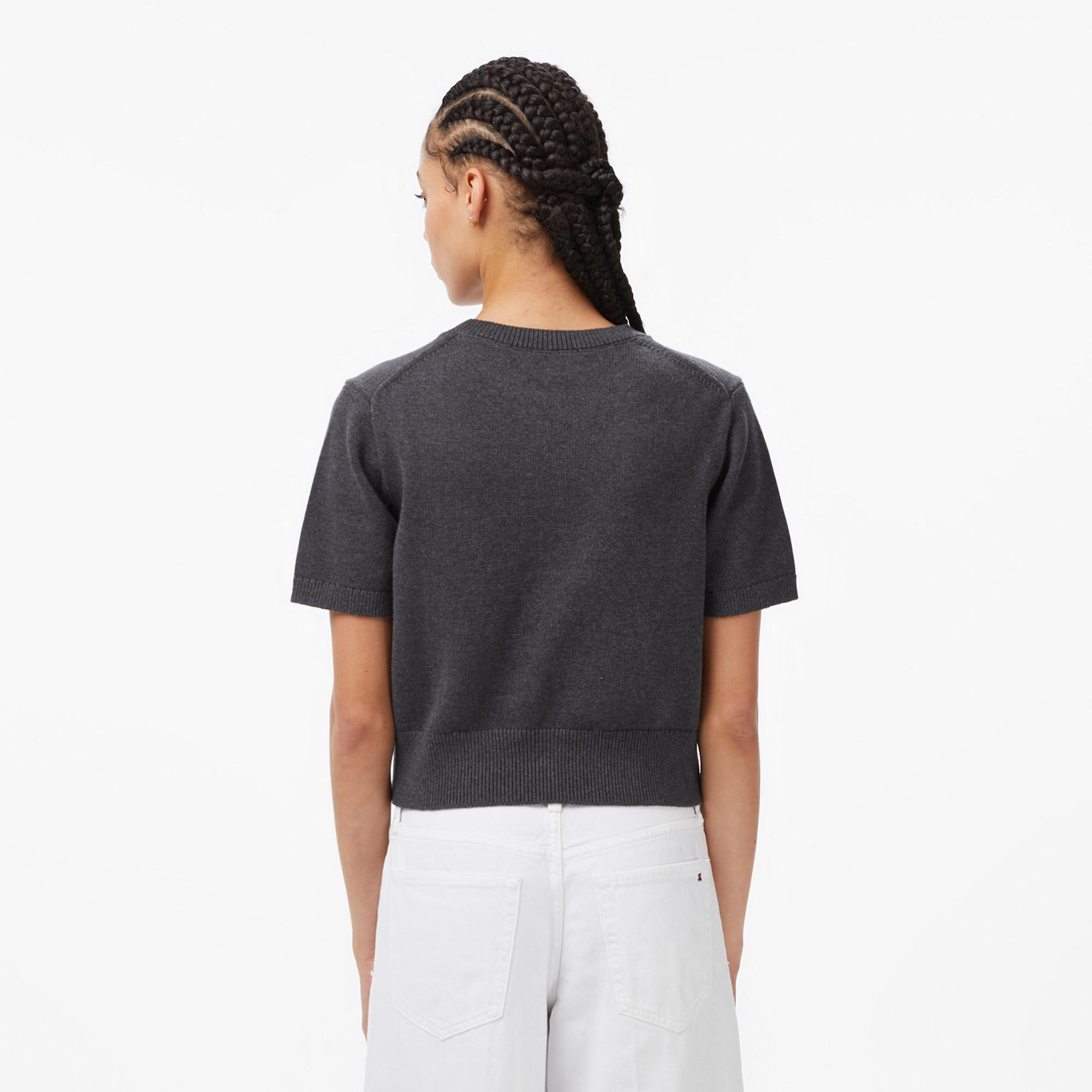 Calvin Klein Chunky Cotton Graphic Vest Kadın Gri Triko