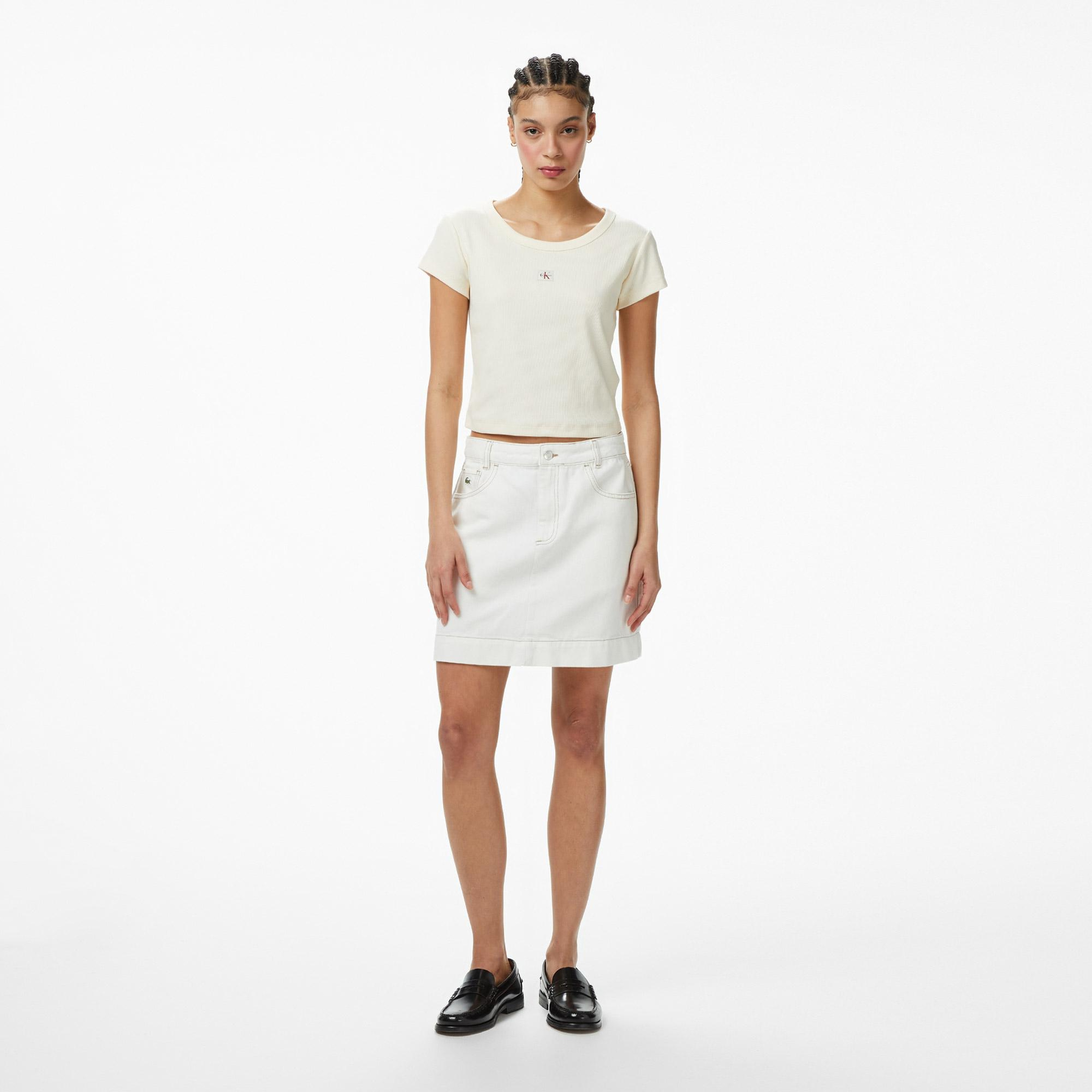 Calvin Klein Woven Label 2X2 Baby Baby Kadın Beyaz T-Shirt