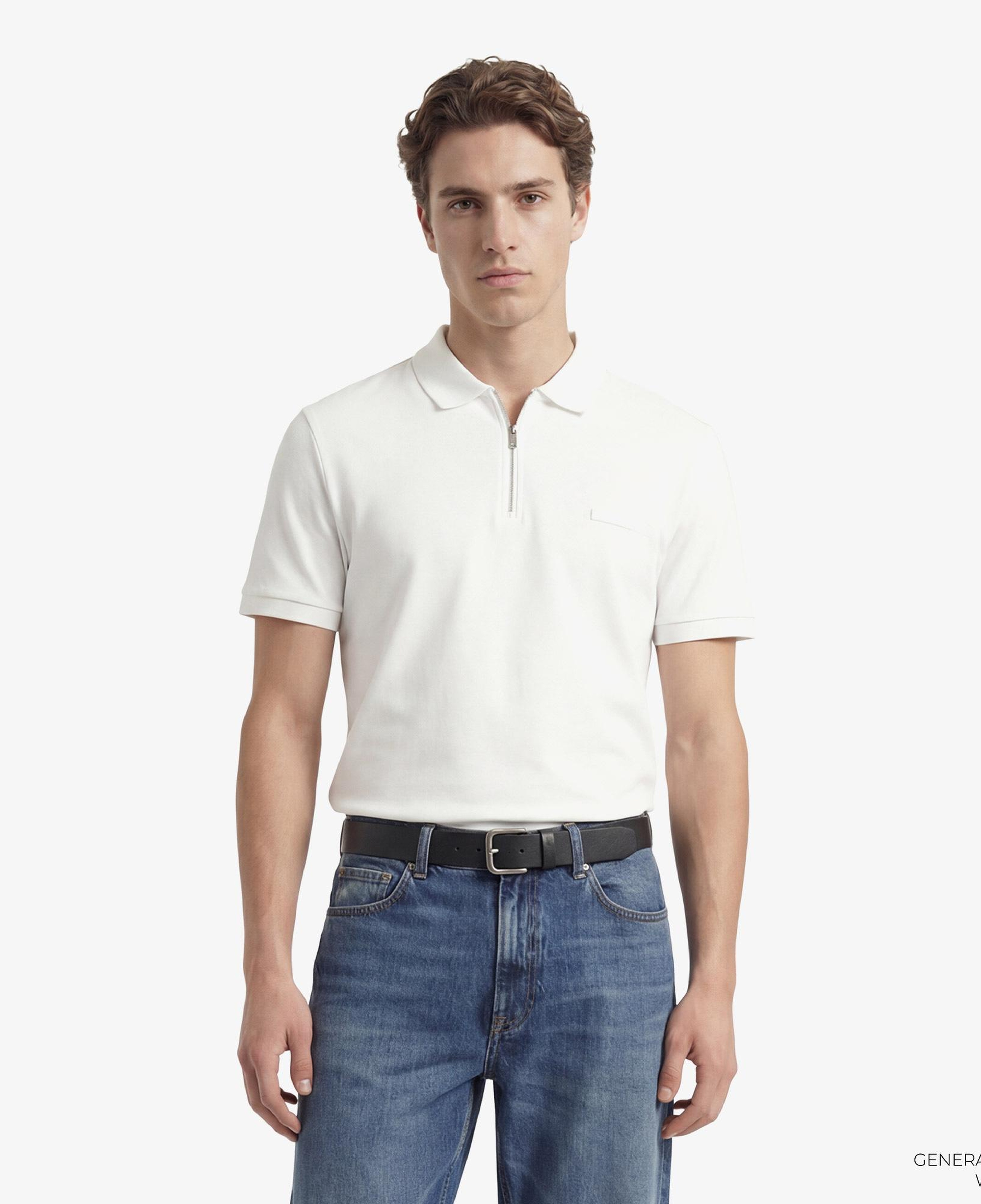 Calvin Klein Slim Supima Zip Erkek Beyaz Polo