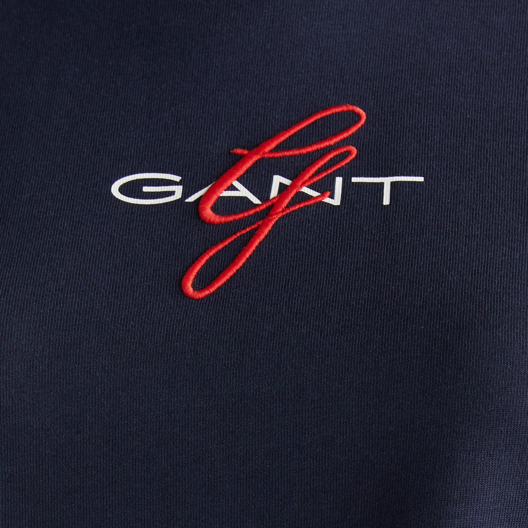 Gant Kadın Lacivert Bisiklet Yaka Logolu T-Shirt