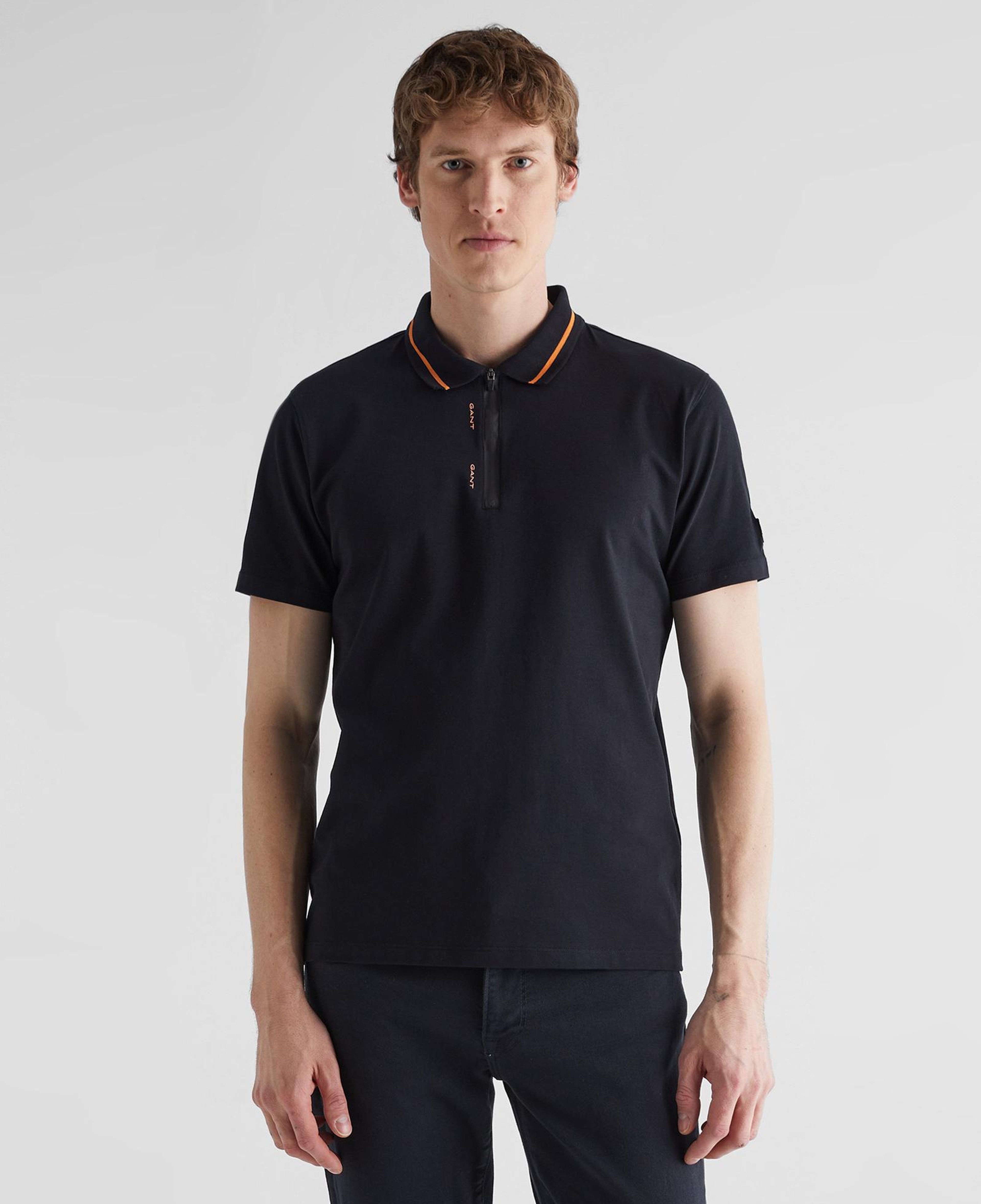 GANT Erkek Siyah Regular Fit Yarım Fermuarlı Polo