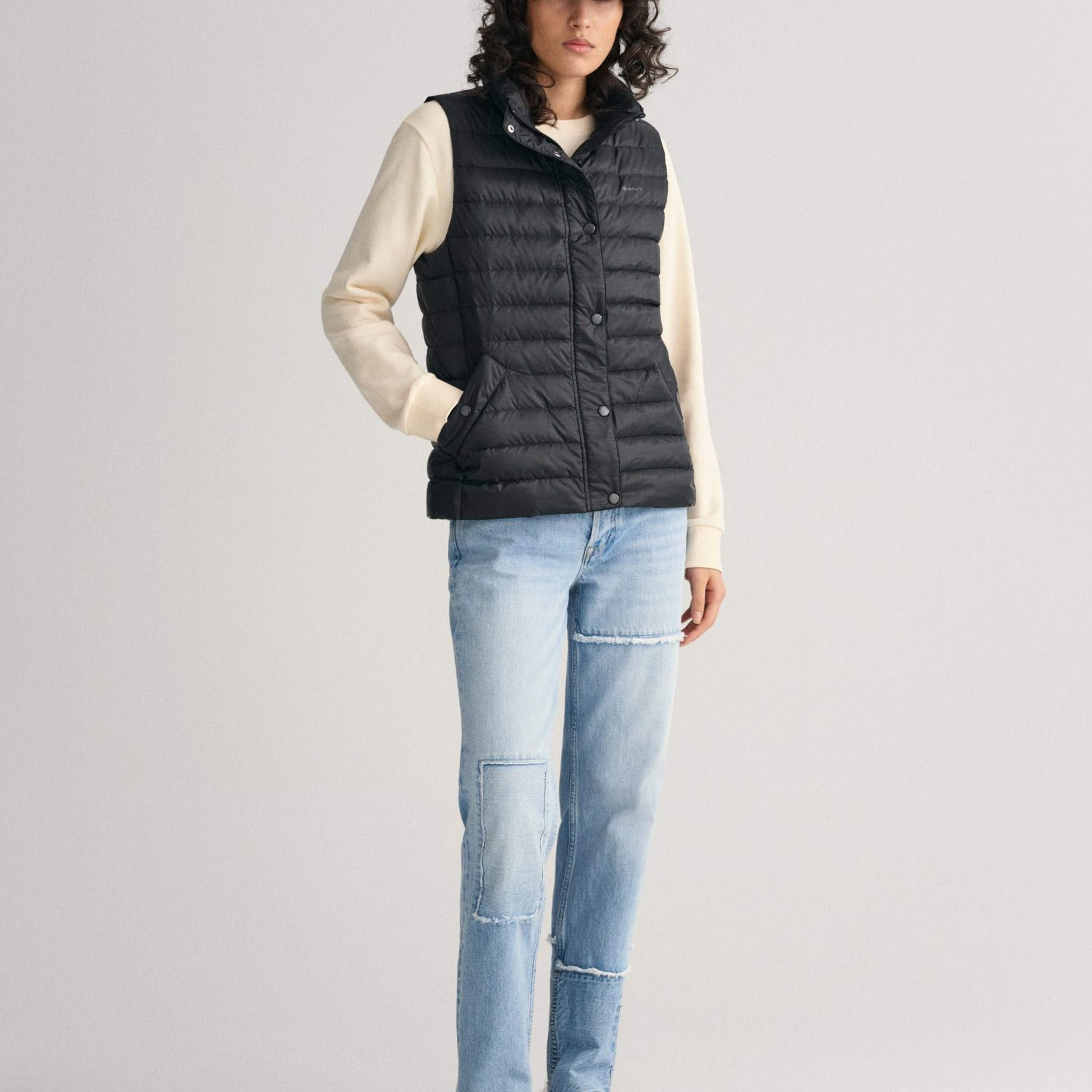 GANT Kadın Siyah Regular Fit Dik Yaka Kapitone Yelek