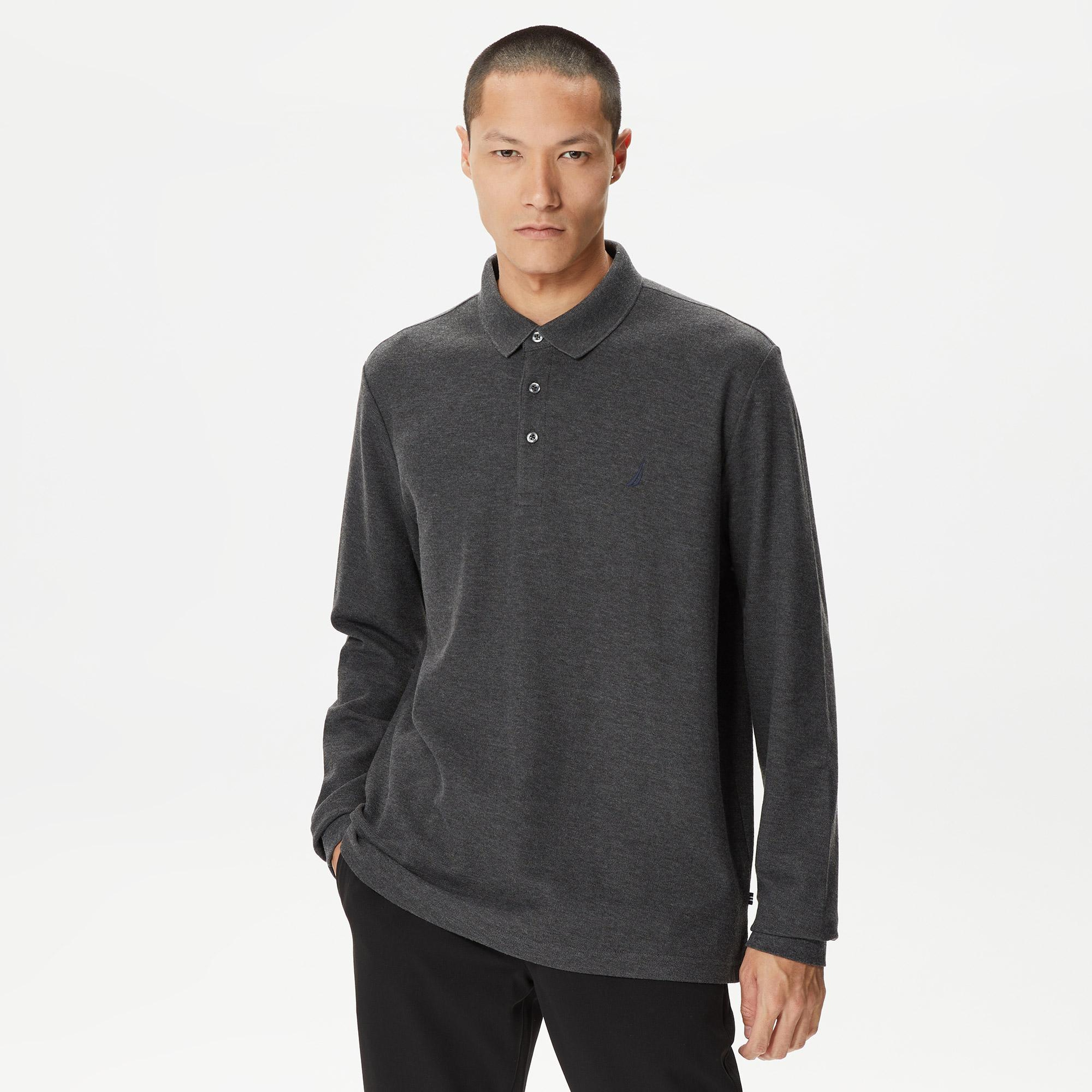 Nautica Erkek Gri Classic Fit Uzun Kollu Polo Yaka T-Shirt