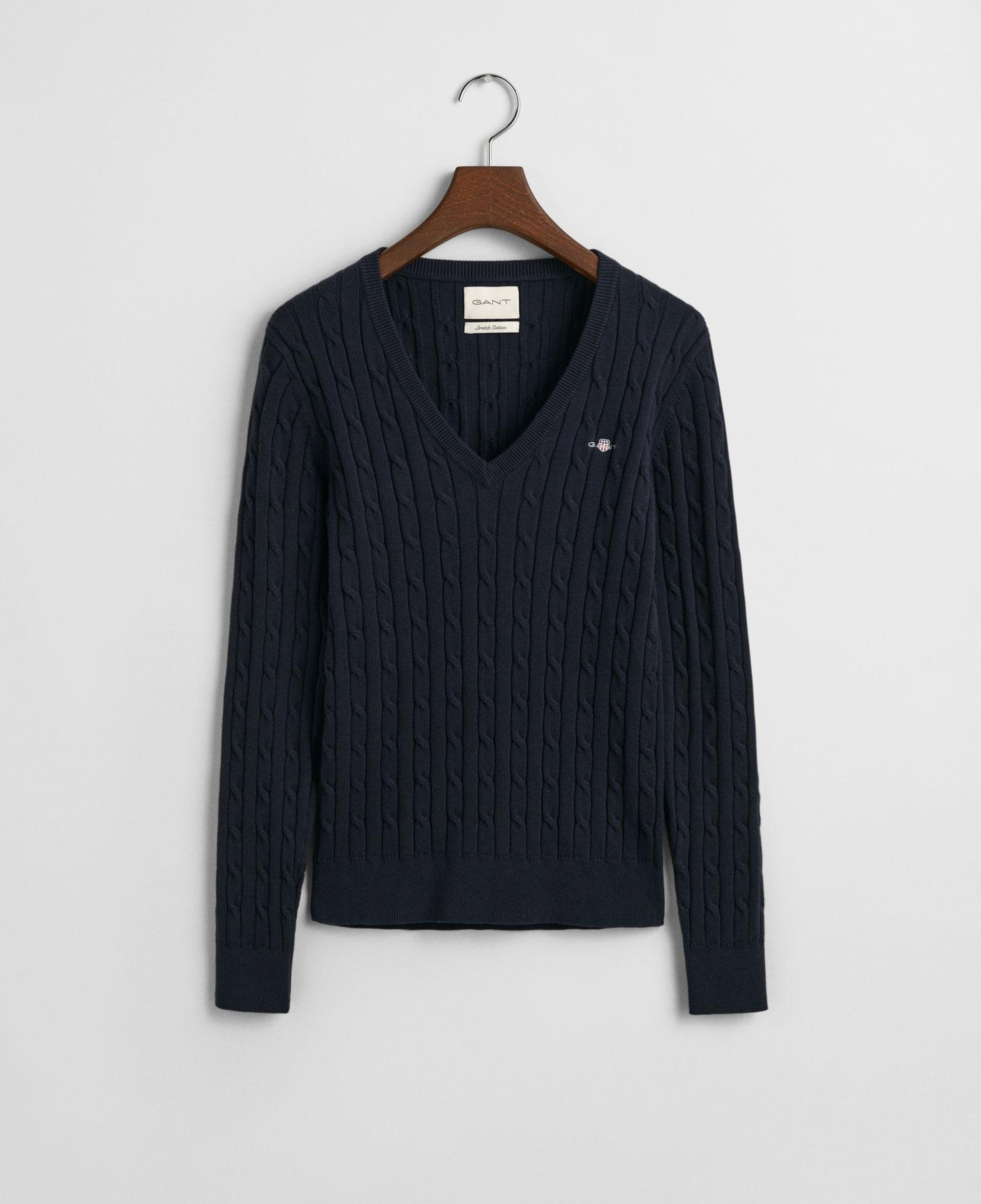 GANT Kadın Lacivert V Yaka Örgü Kazak