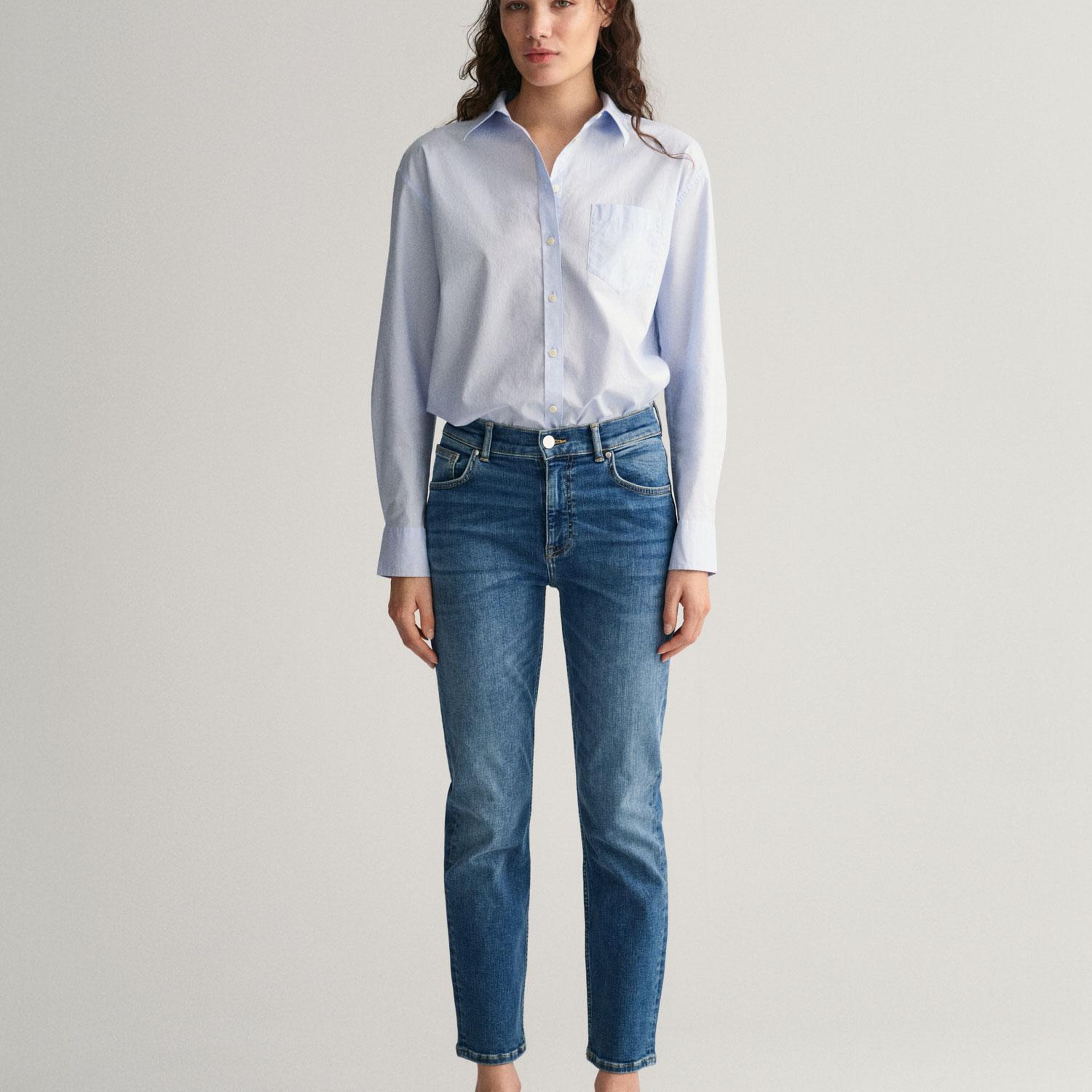 GANT Kadın Mavi Slim Fit Jean Pantolon
