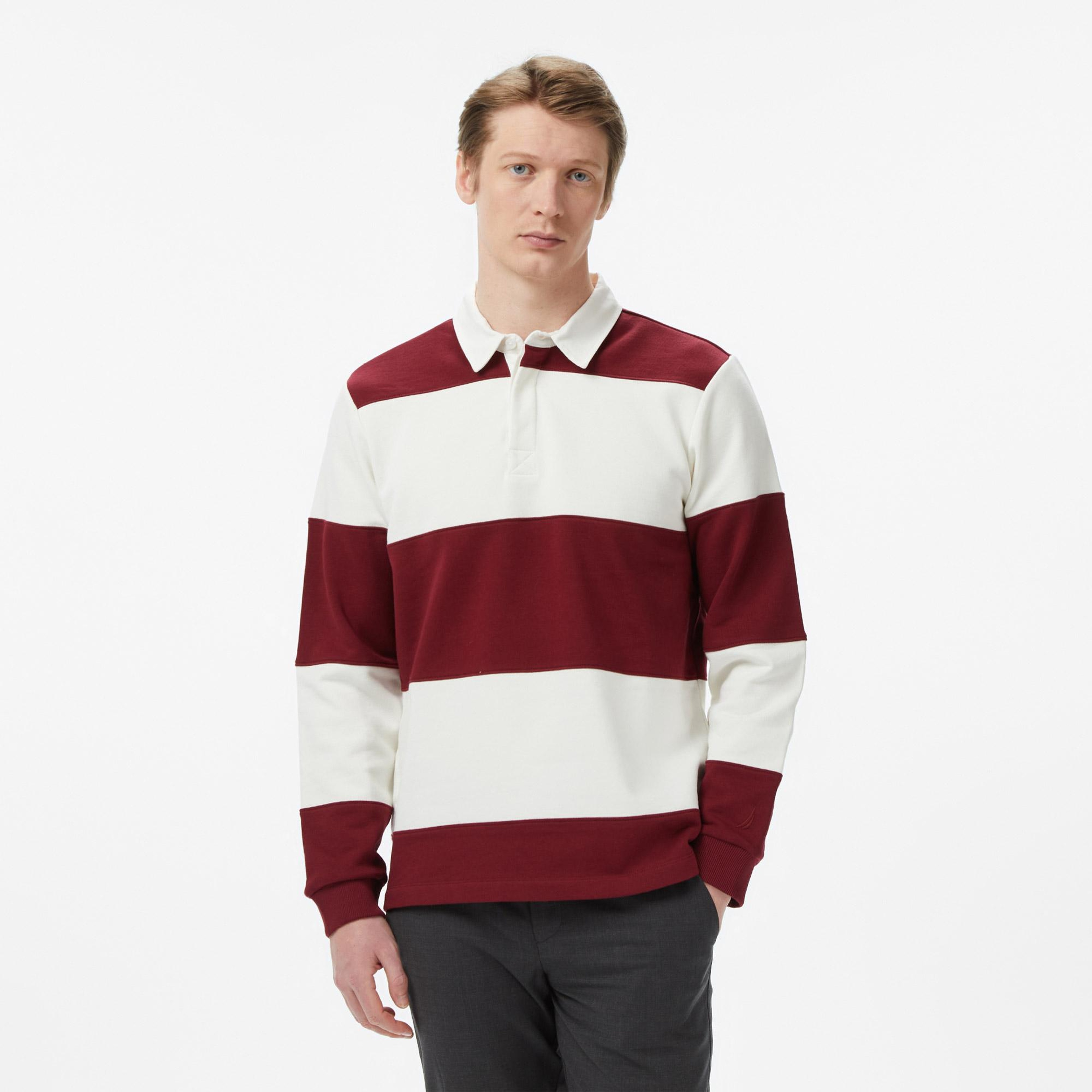 Nautica Erkek Bordo Regular Fit Uzun Kollu Çizgili Polo Yaka T-Shirt