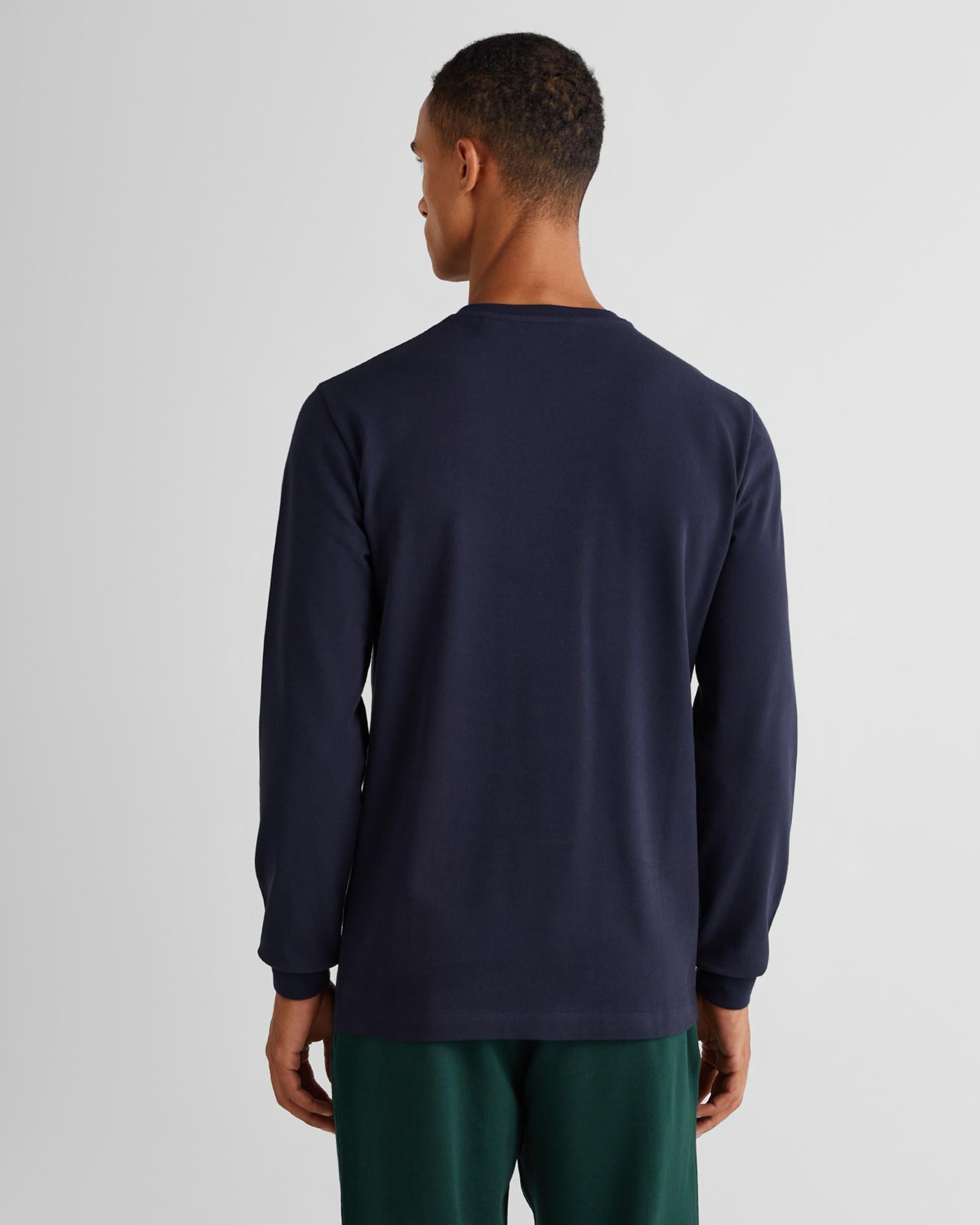 Gant Erkek Lacivert Slim Fit Bisiklet Yaka Uzun Kollu T-Shirt