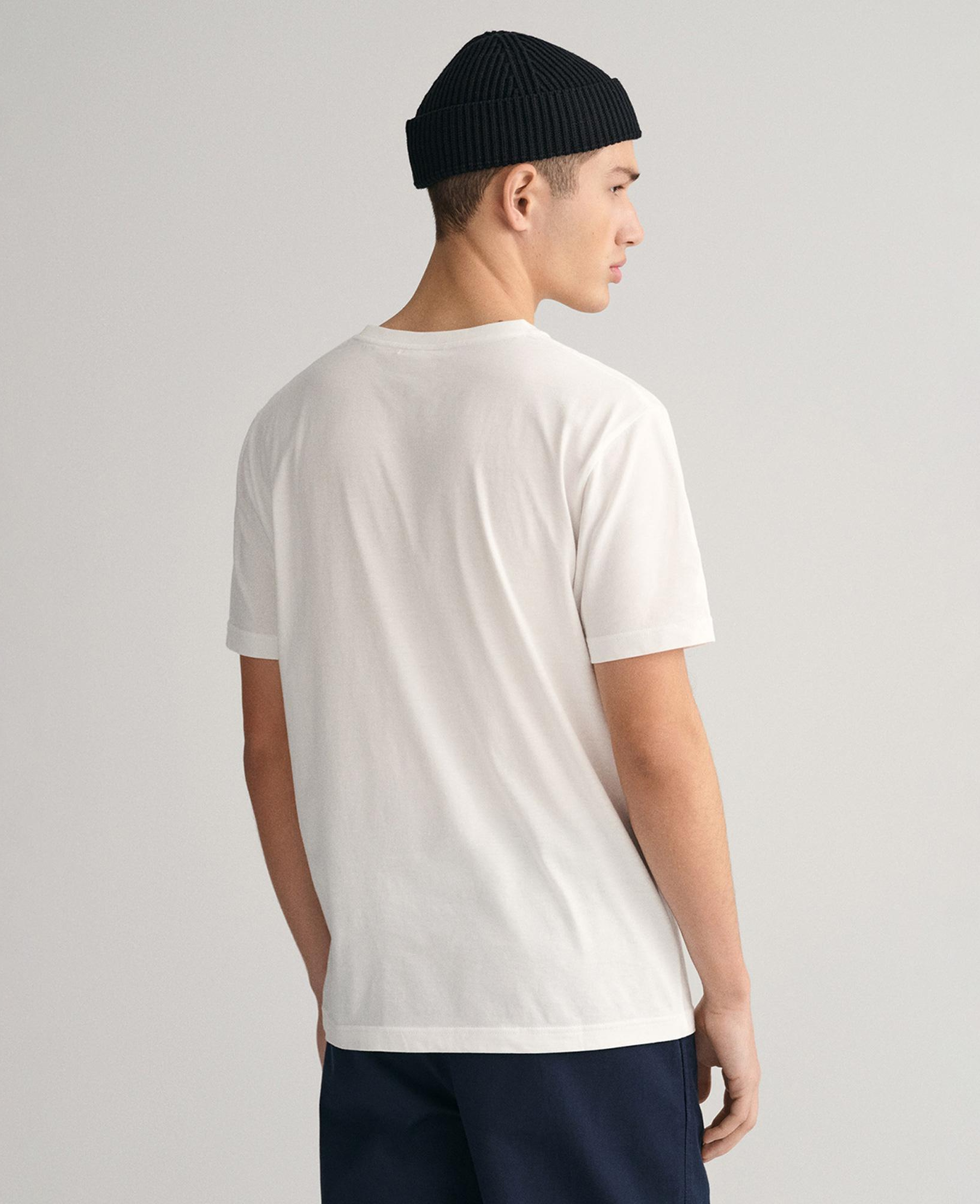 GANT Erkek Beyaz Regular Fit Bisiklet Yaka Logolu T-shirt