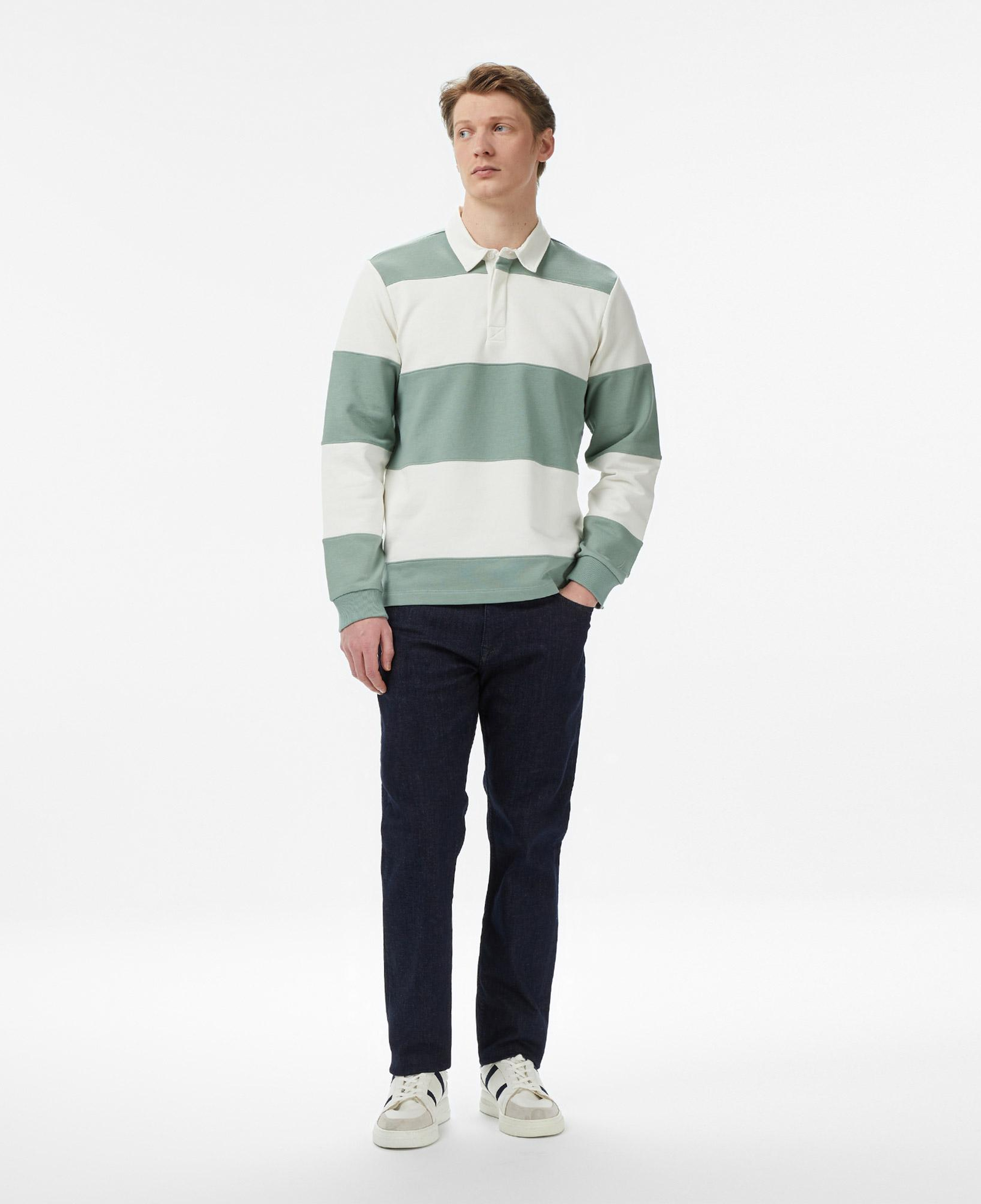 Nautica Erkek Yeşil Regular Fit Uzun Kollu Çizgili Polo Yaka T-Shirt