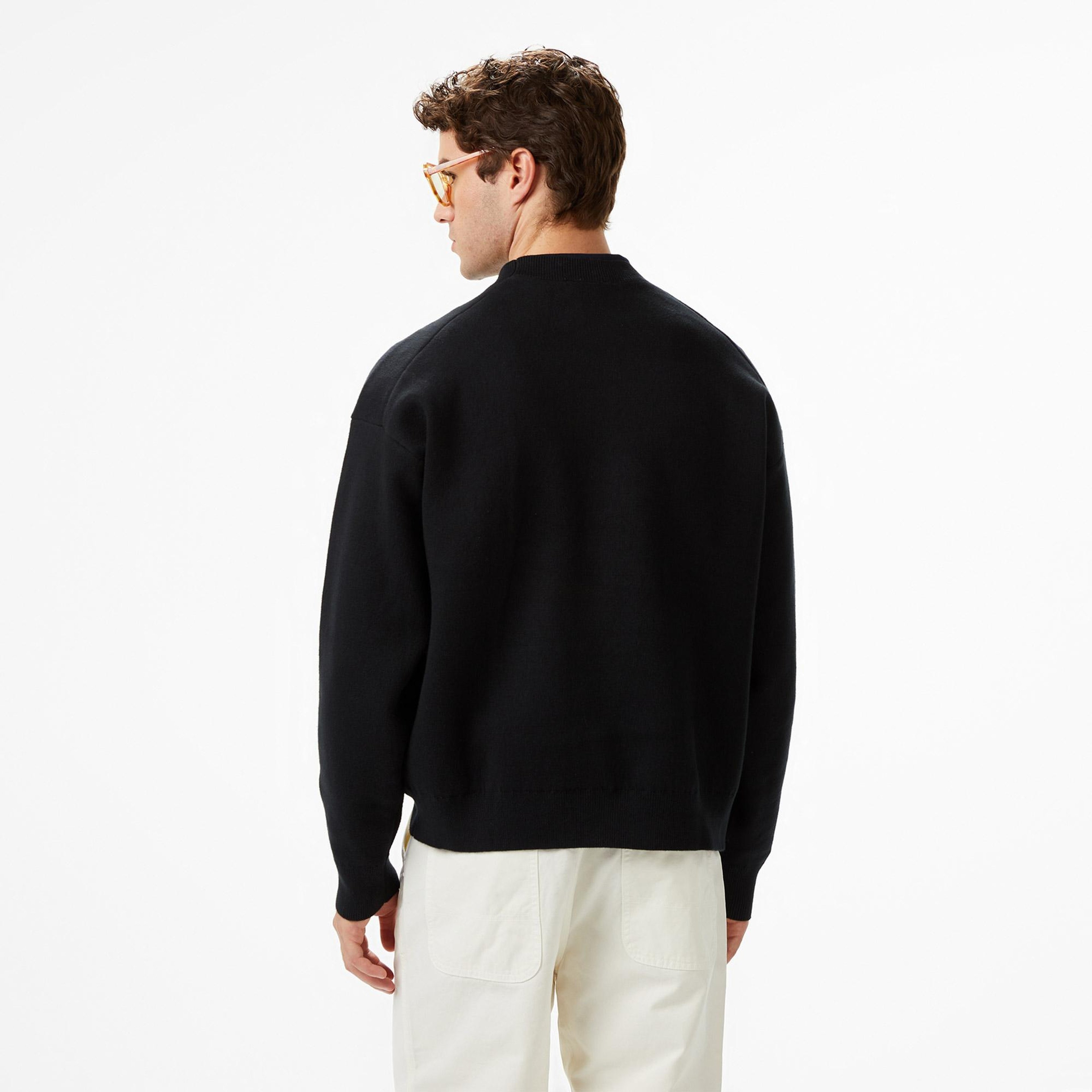 Calvin Klein Cashmere 3D Logo Erkek Siyah Triko