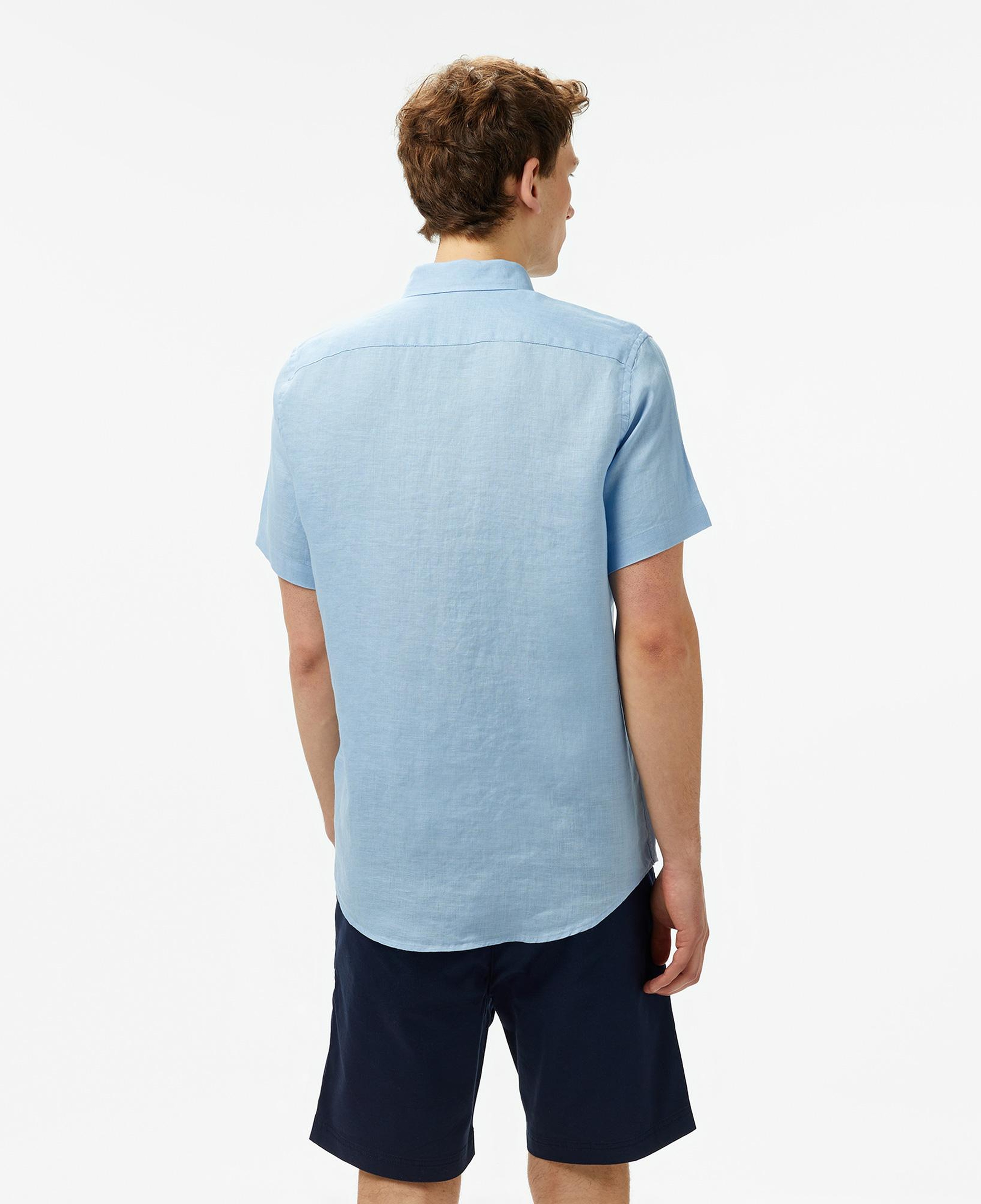 Nautica Erkek Mavi Classic Fit Keten Gömlek