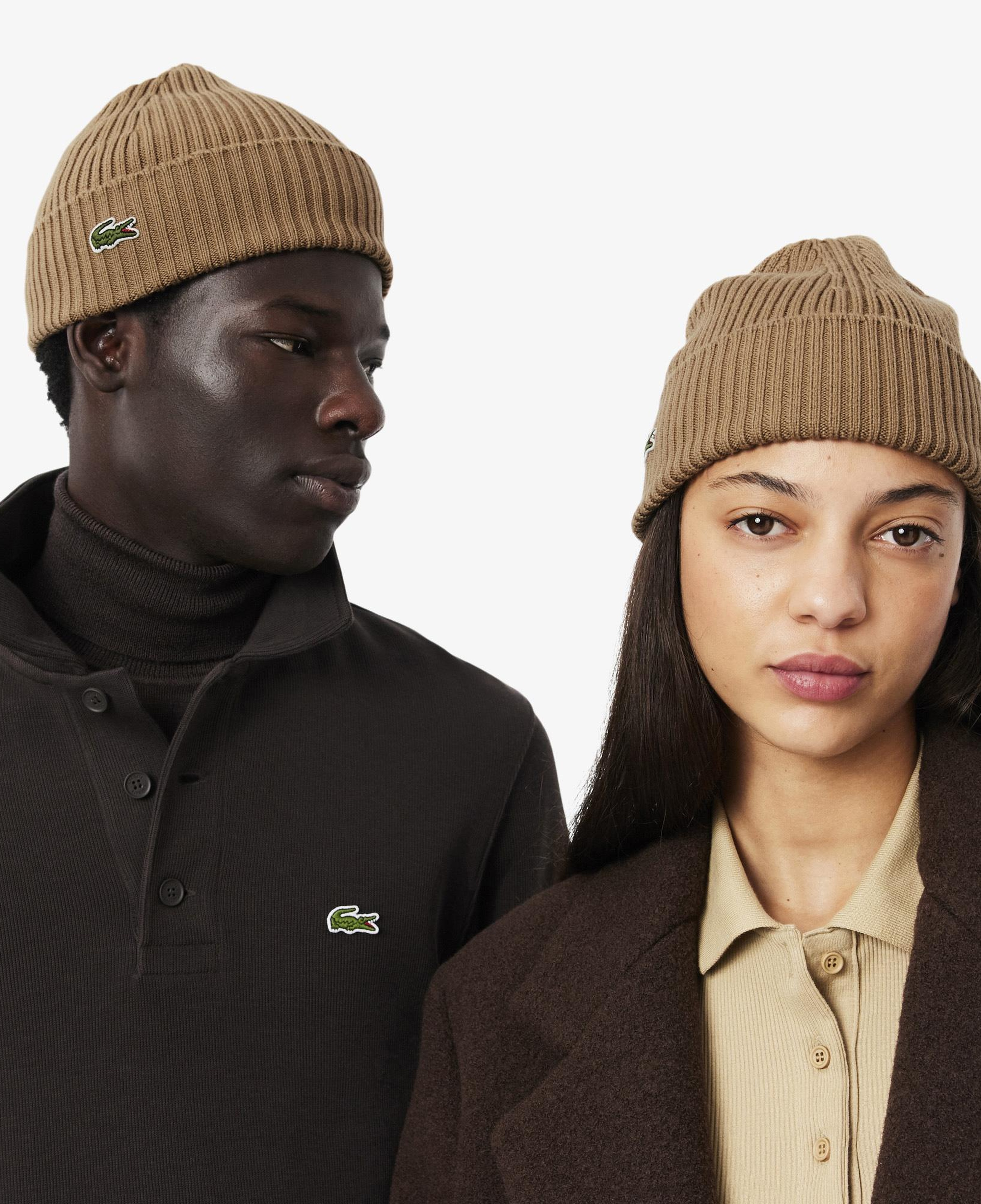 Lacoste Unisex Yün Açık Kahverengi Bere