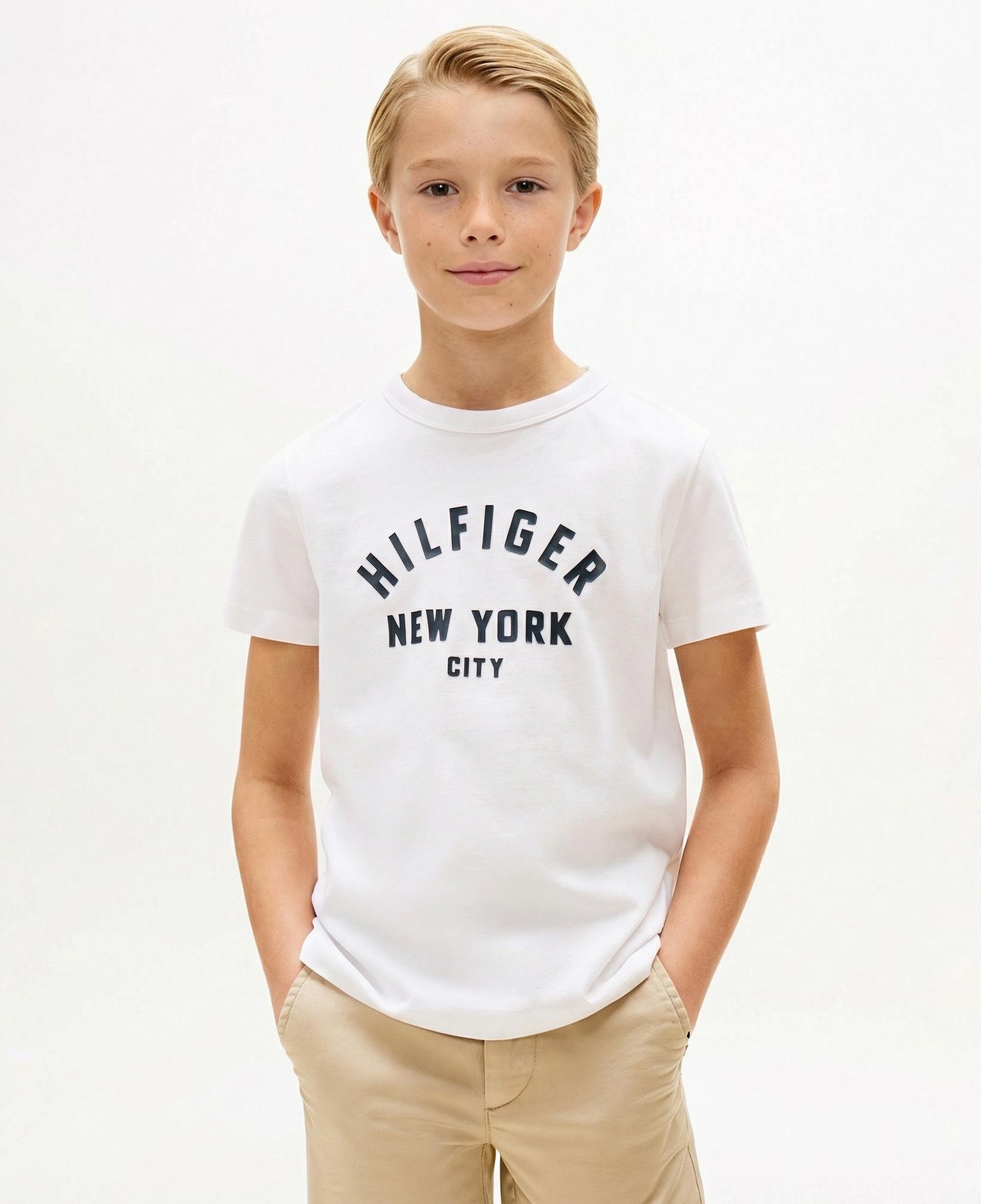 Tommy Hilfiger Curved Graphic Çocuk Beyaz T-Shirt