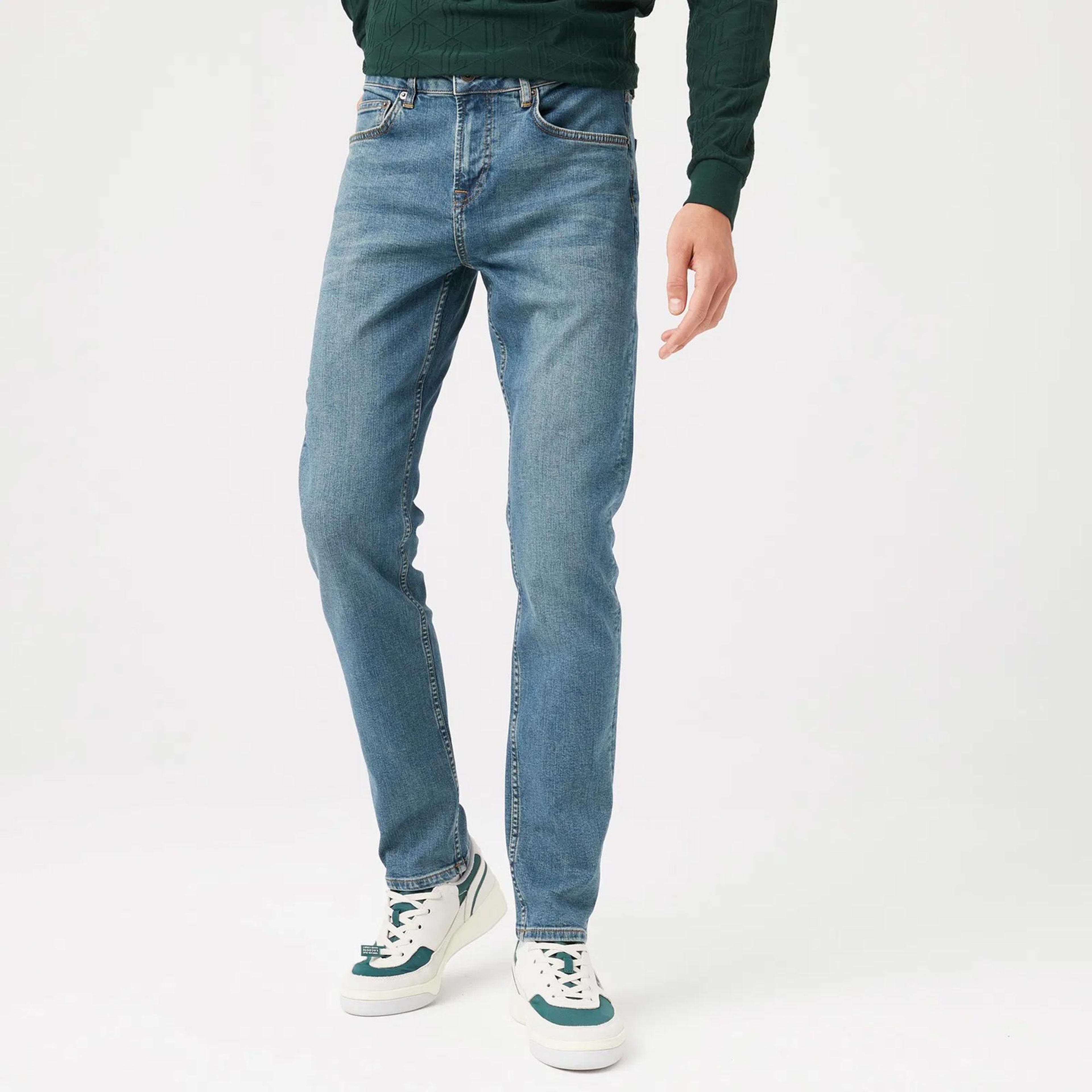 Lacoste Erkek Slim Fit Mavi Jean Pantolon