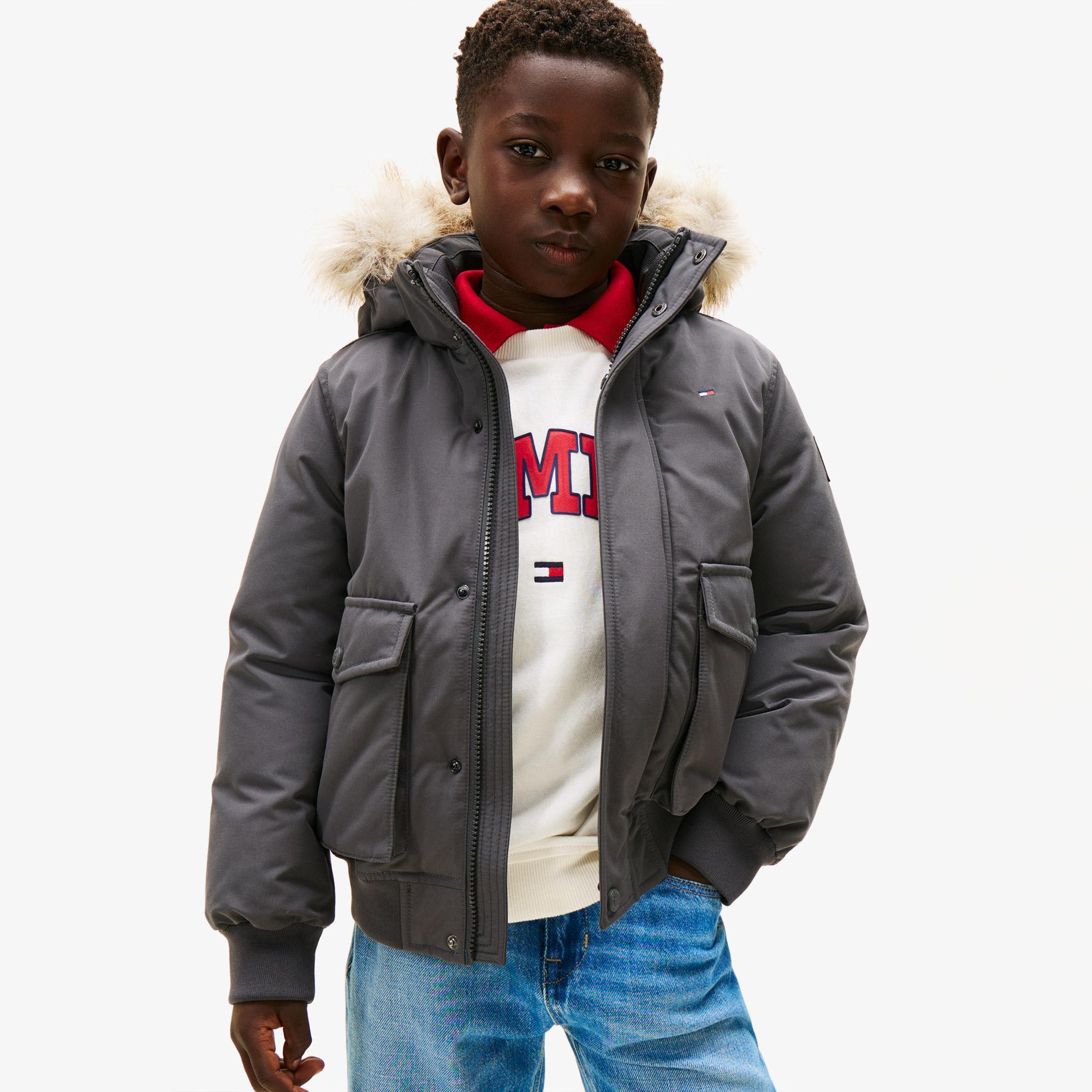 Tommy Hilfiger Fake Çocuk Bomber Gri Mont
