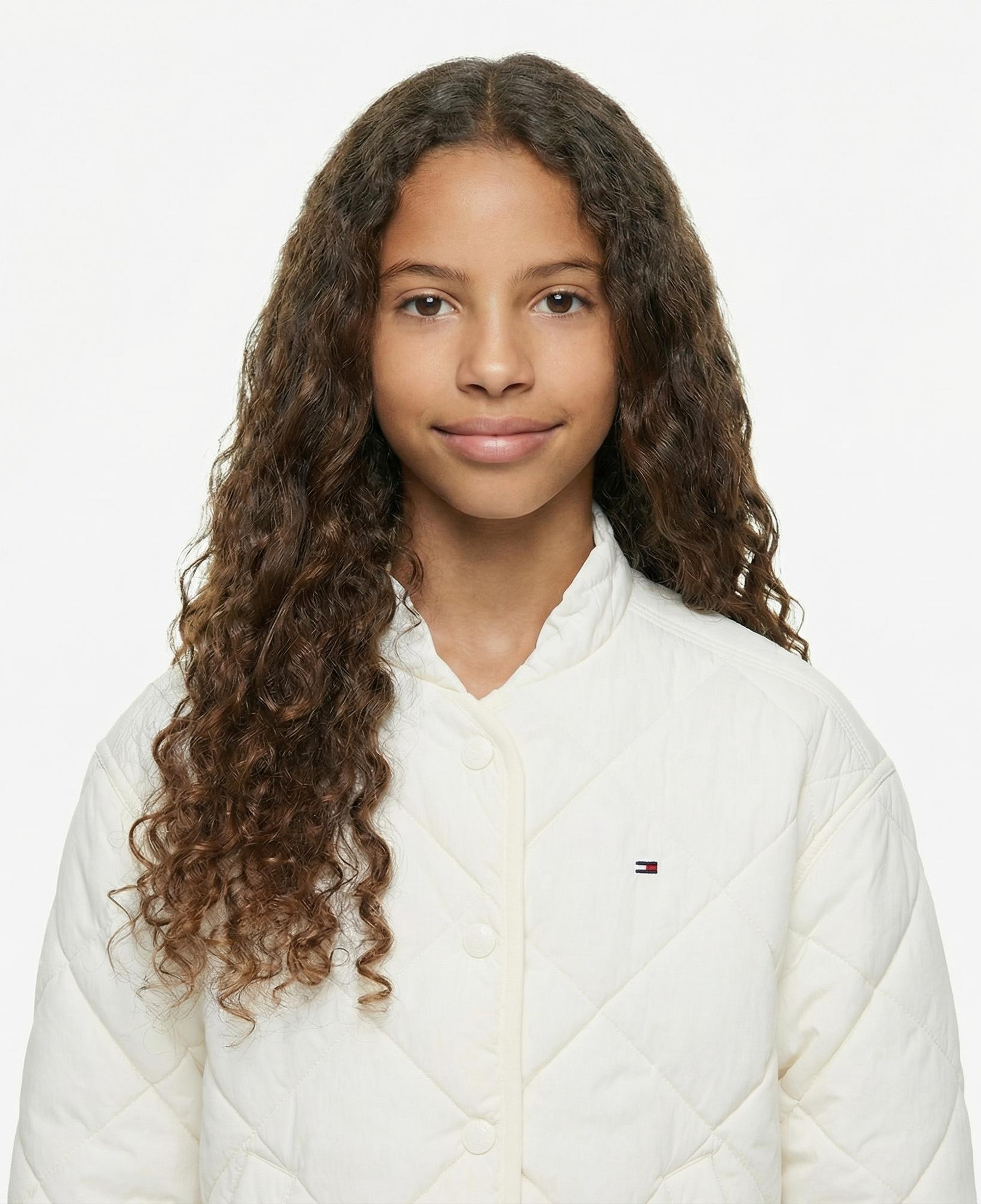 Tommy Hilfiger Quilted Çocuk Beyaz Ceket