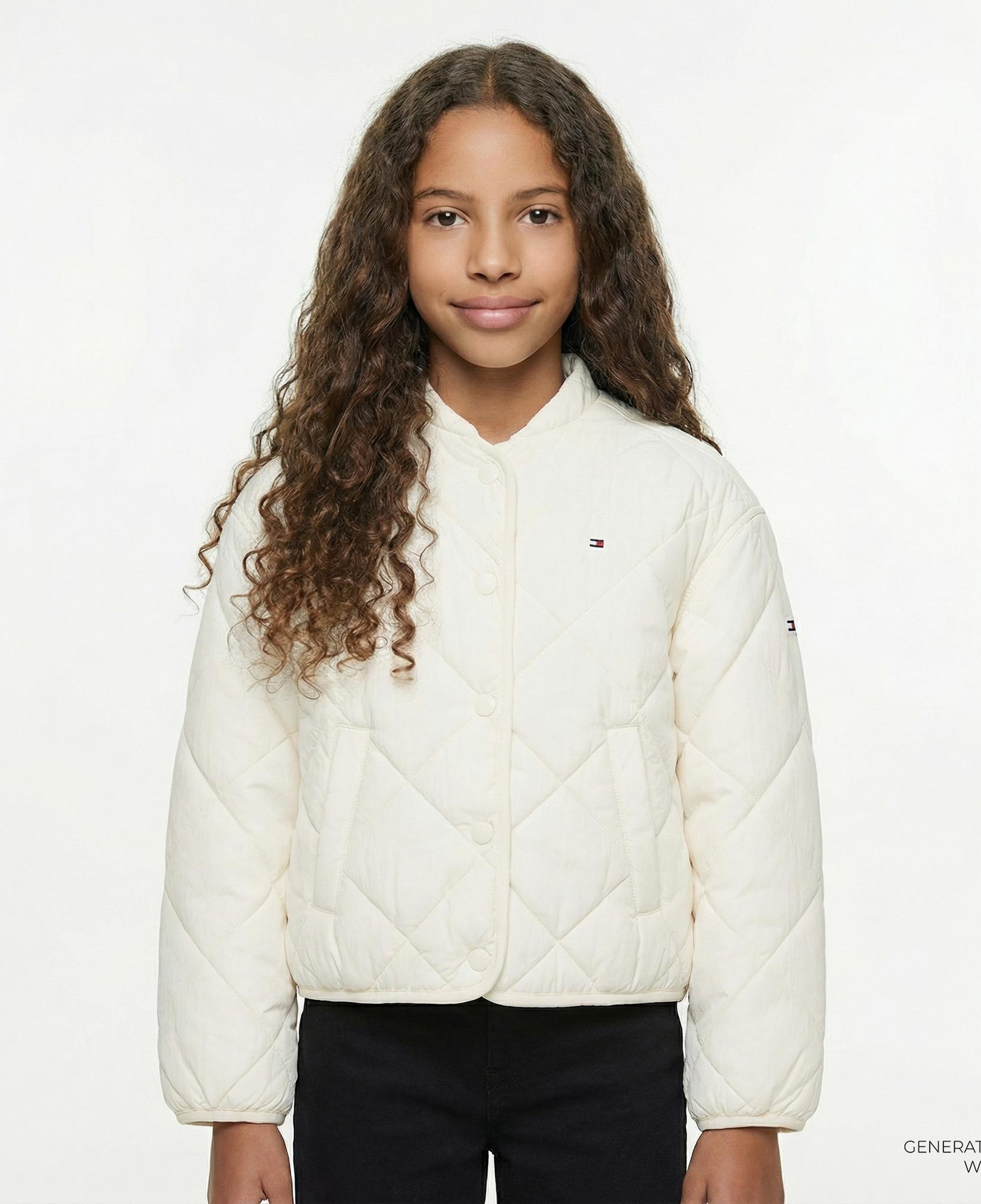 Tommy Hilfiger Quilted Çocuk Beyaz Ceket