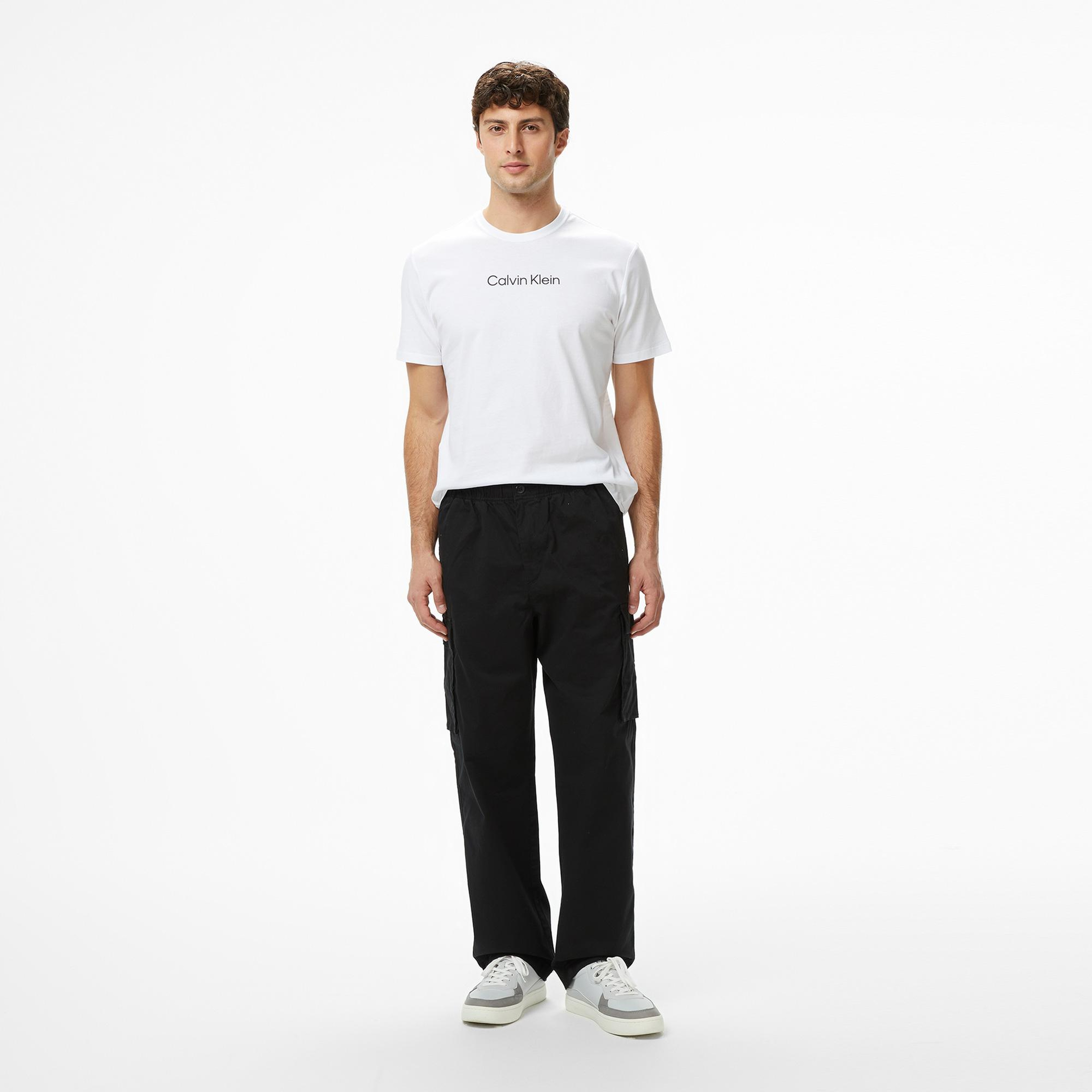 Calvin Klein Standard Logo Crew Erkek Beyaz T-Shirt