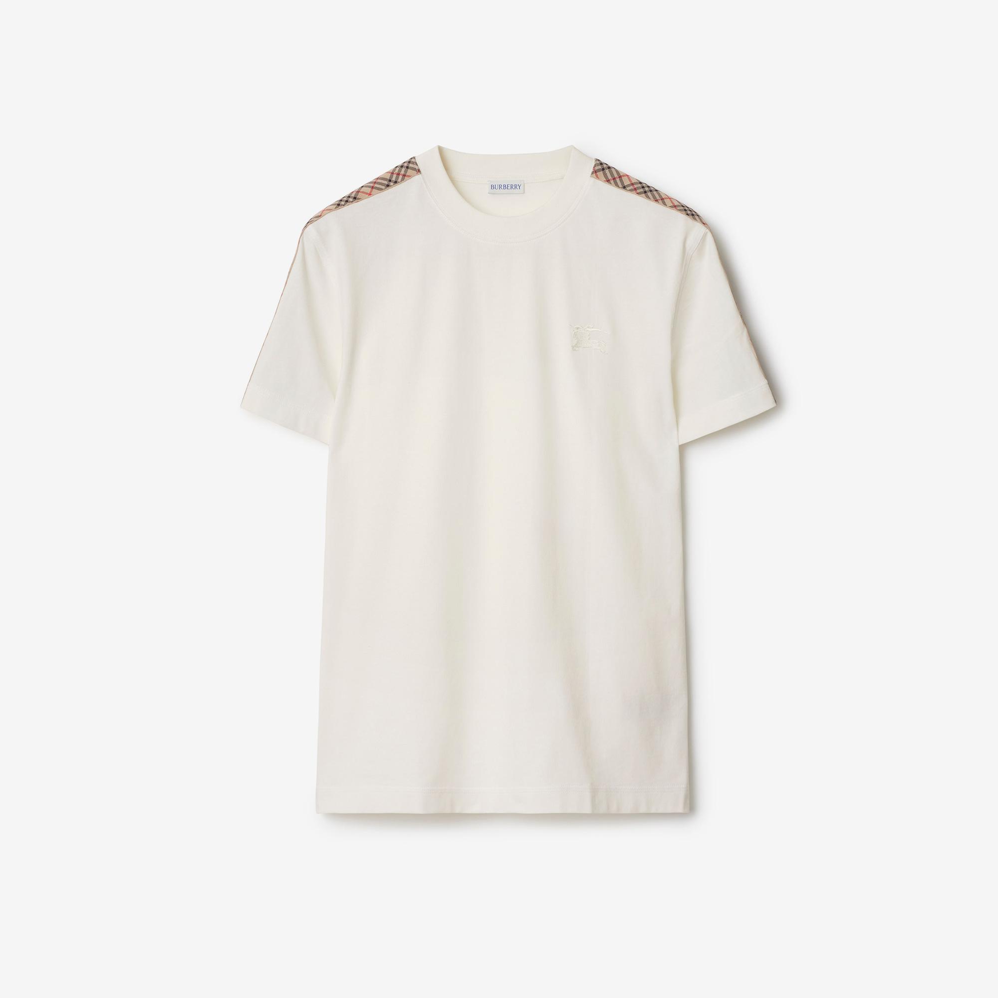 Burberry Tal Trim Cotton Erkek Beyaz T-Shirt