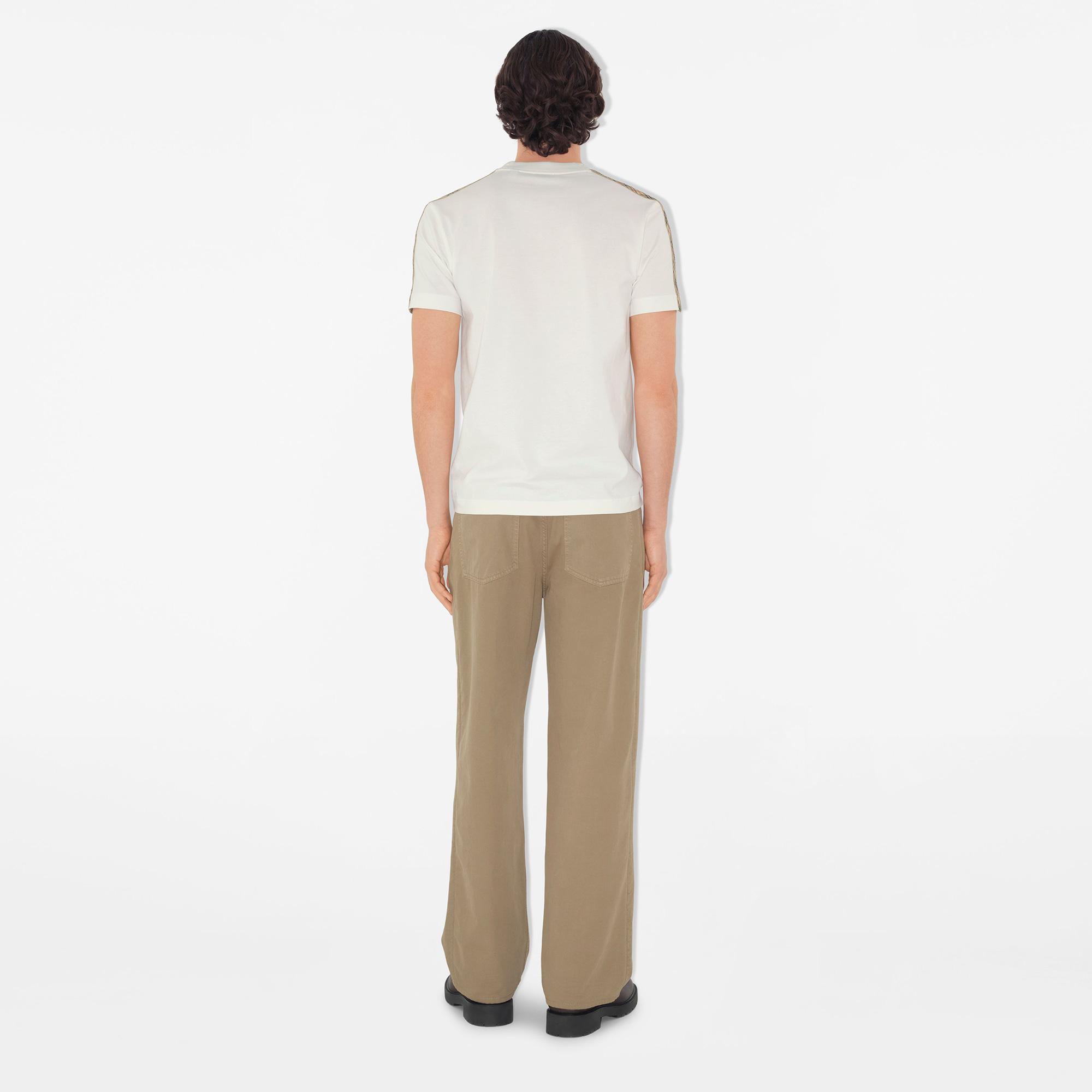 Burberry Tal Trim Cotton Erkek Beyaz T-Shirt