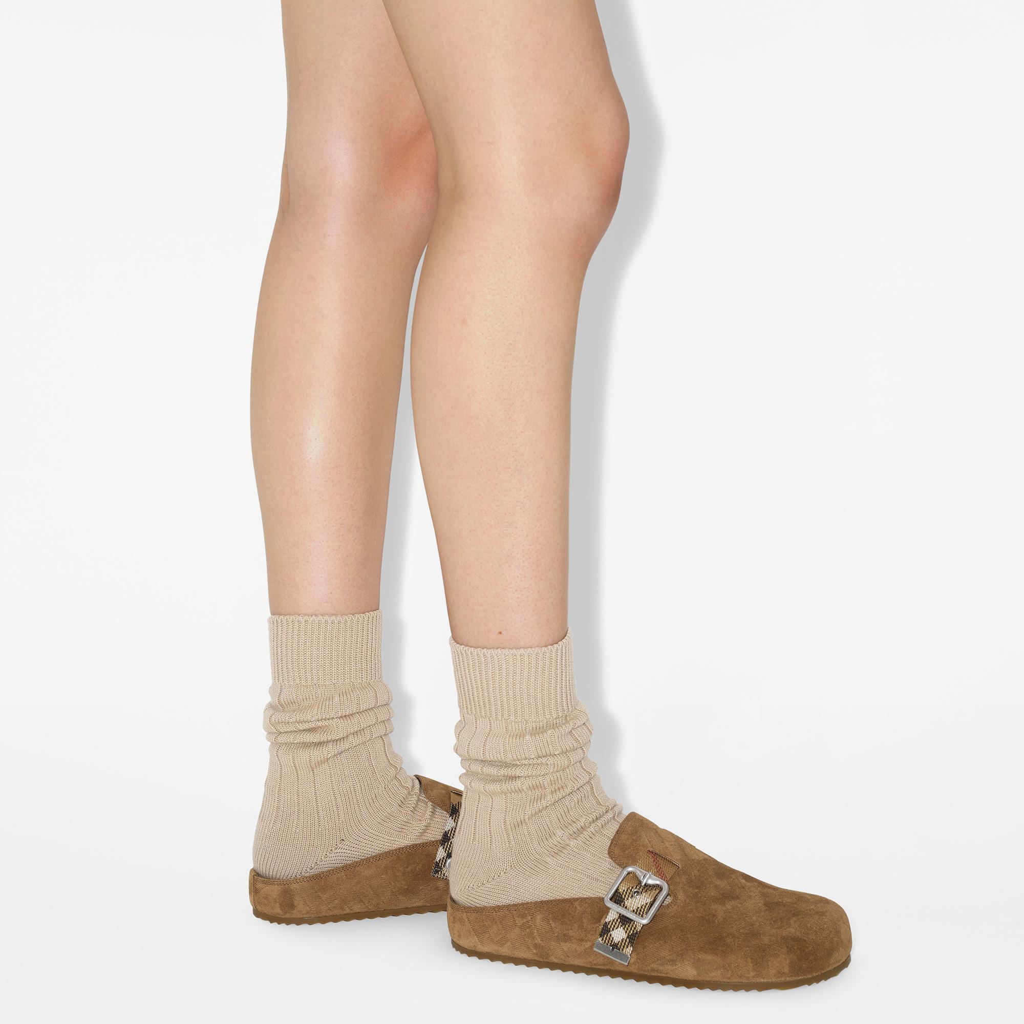 Burberry Check Suede Urchin Clogs Kadın Kahverengi Sneaker