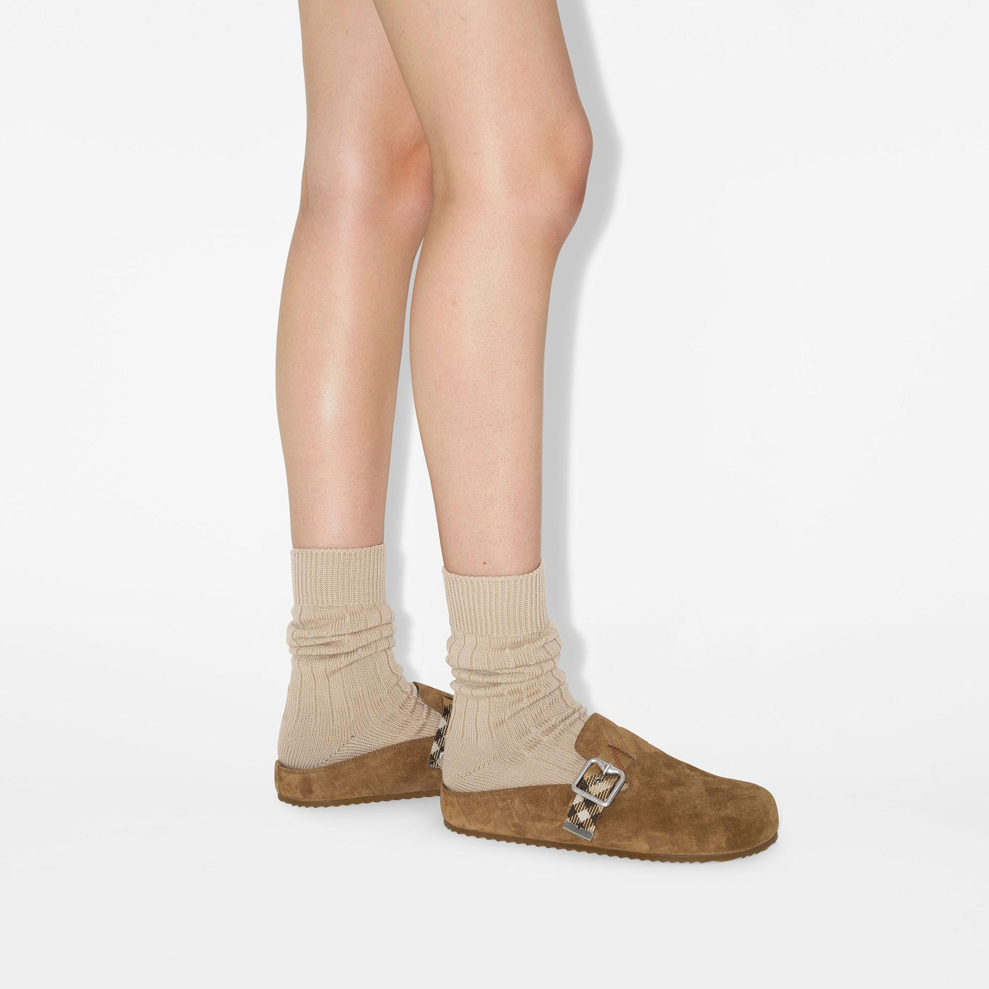 Burberry Check Suede Urchin Clogs Kadın Kahverengi Sneaker