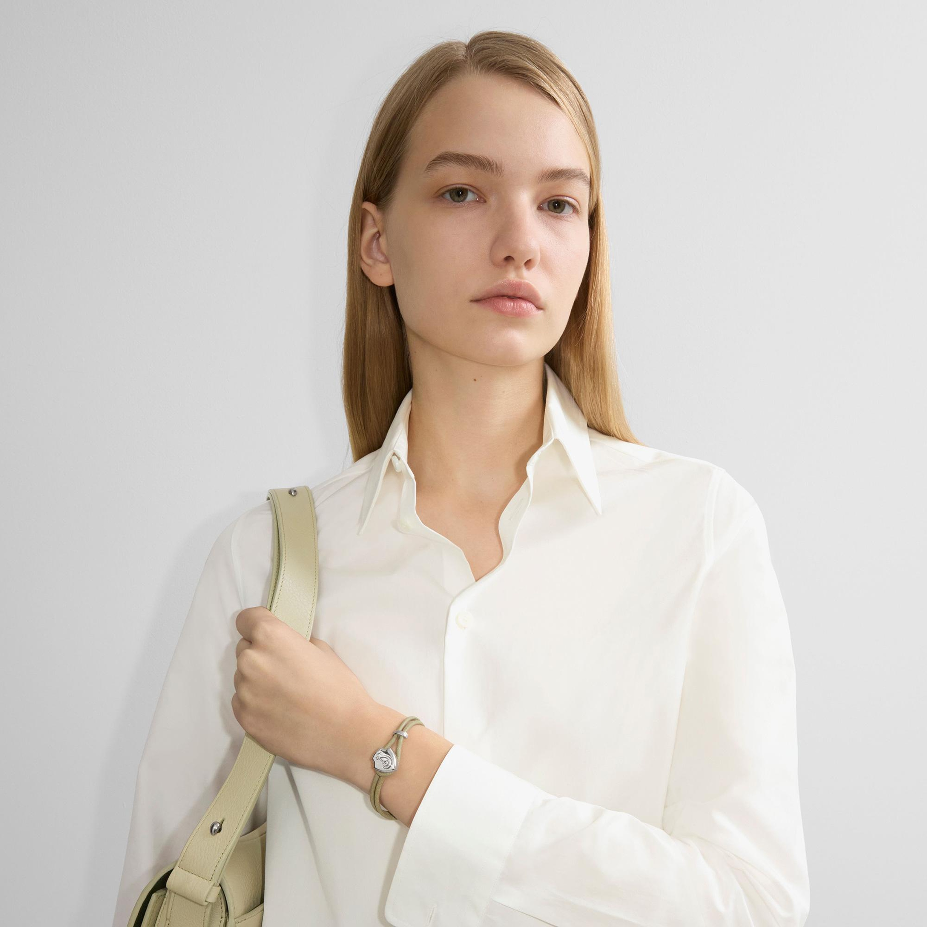 Burberry Brace Leather Shield Erkek Gümüş Bileklik