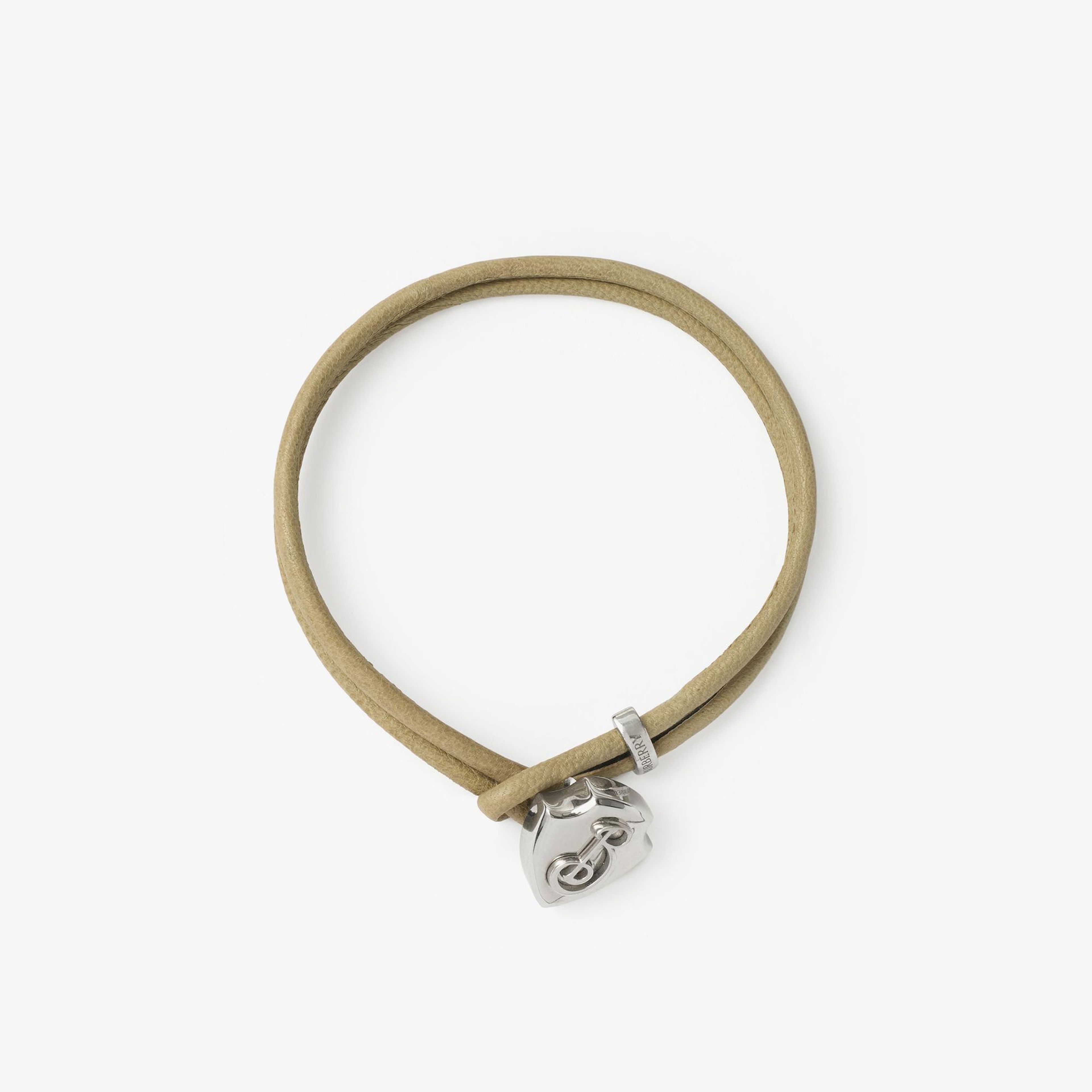 Burberry Brace Leather Shield Erkek Gümüş Bileklik